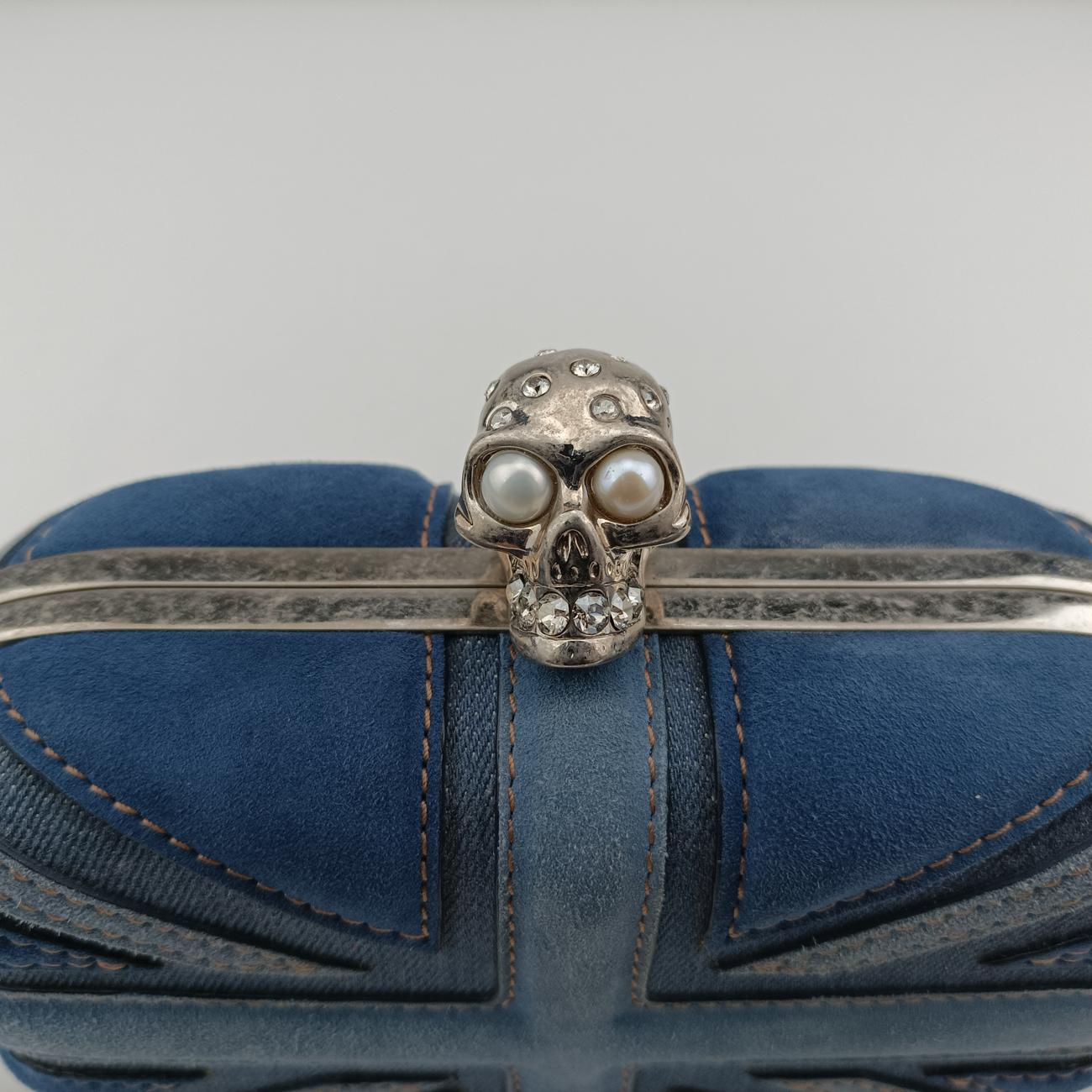 skull clutch Blue Suede×Denim 208024 000926スカルクラッチ ブルー スエード×デニム 208024 000926