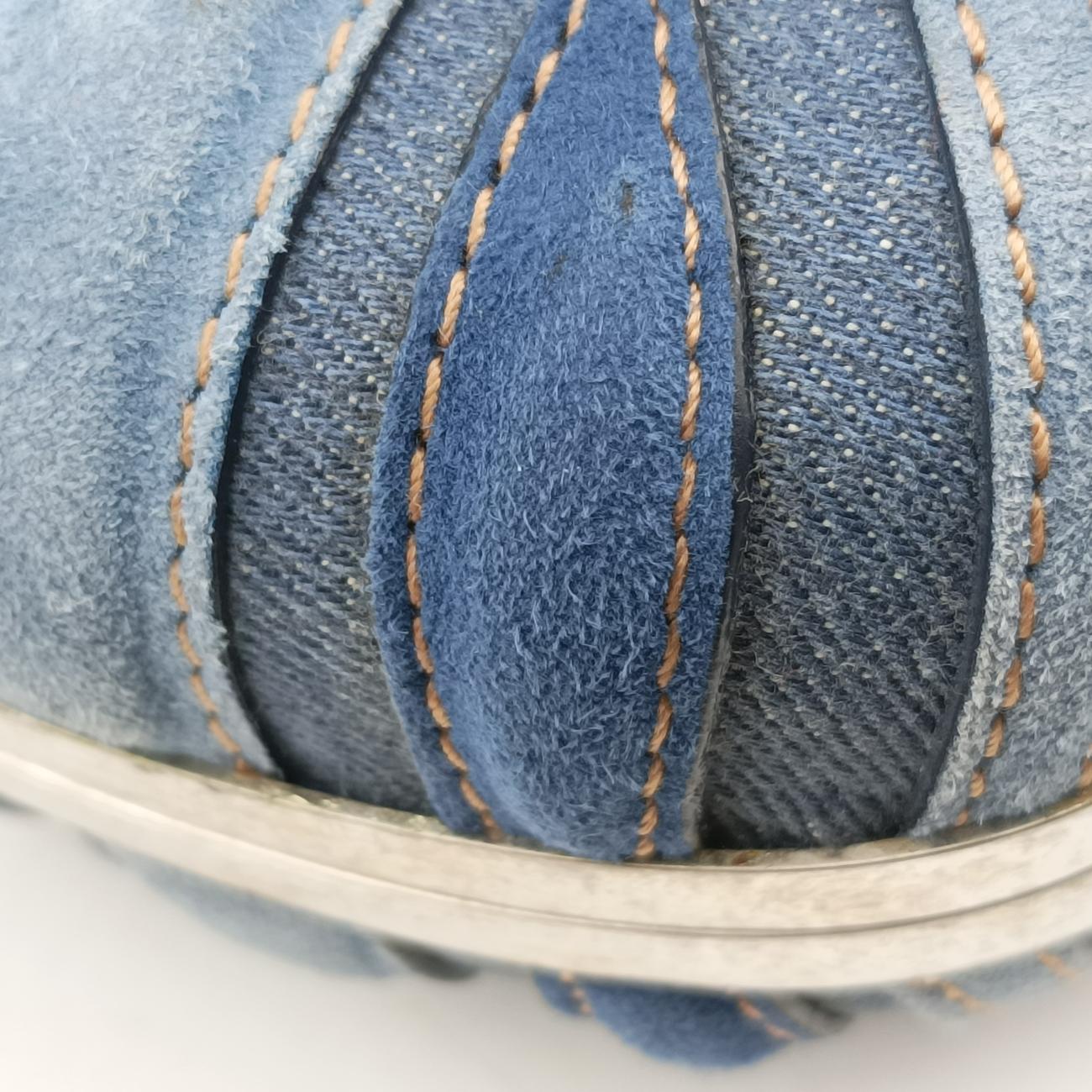 skull clutch Blue Suede×Denim 208024 000926スカルクラッチ ブルー スエード×デニム 208024 000926