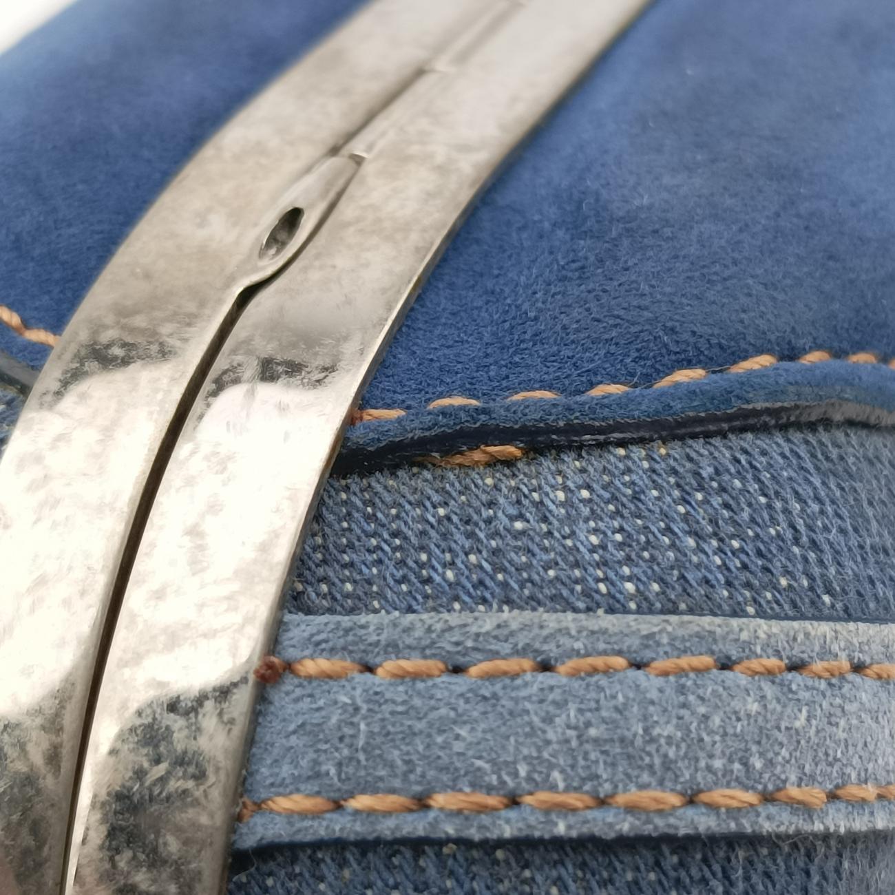 skull clutch Blue Suede×Denim 208024 000926スカルクラッチ ブルー スエード×デニム 208024 000926