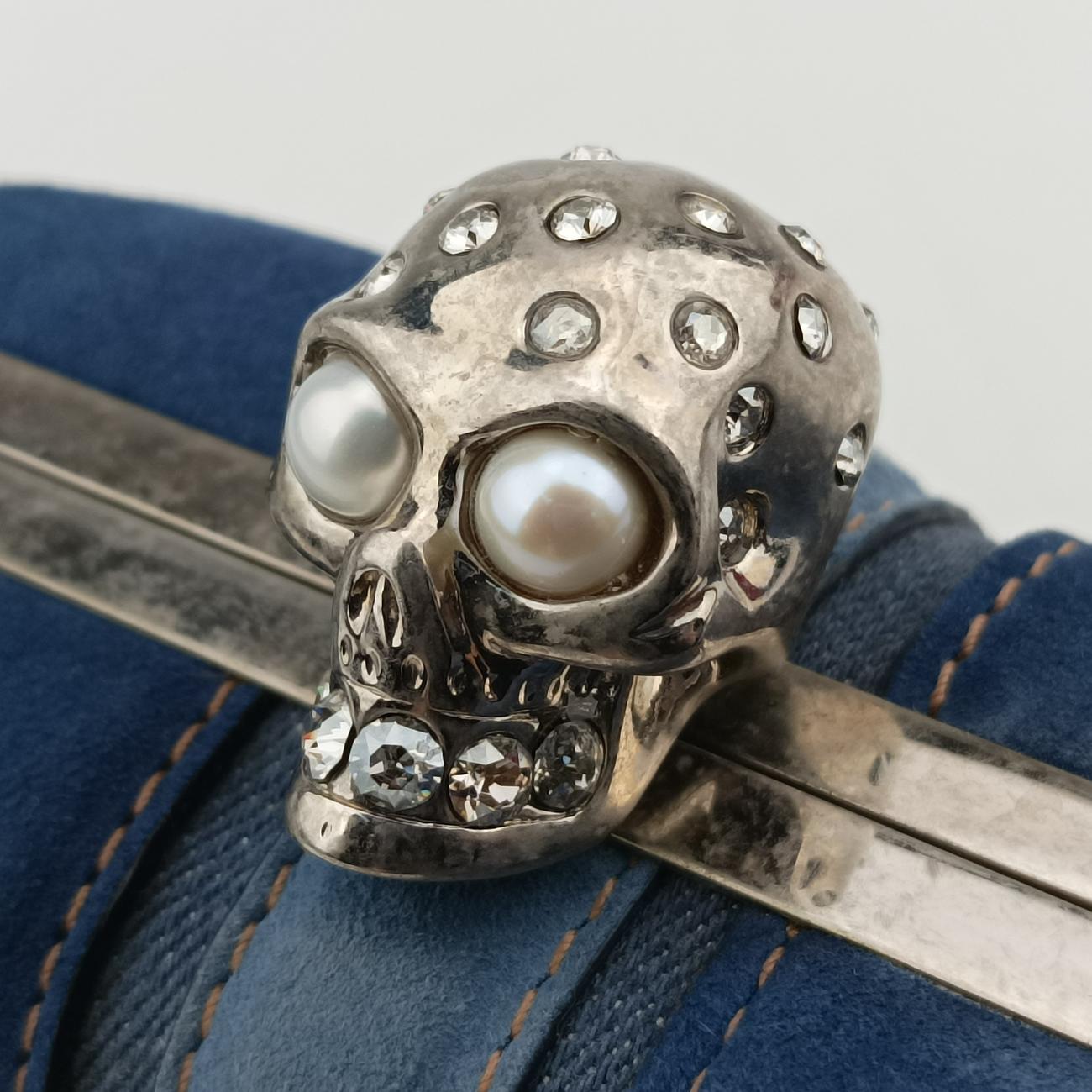 skull clutch Blue Suede×Denim 208024 000926スカルクラッチ ブルー スエード×デニム 208024 000926