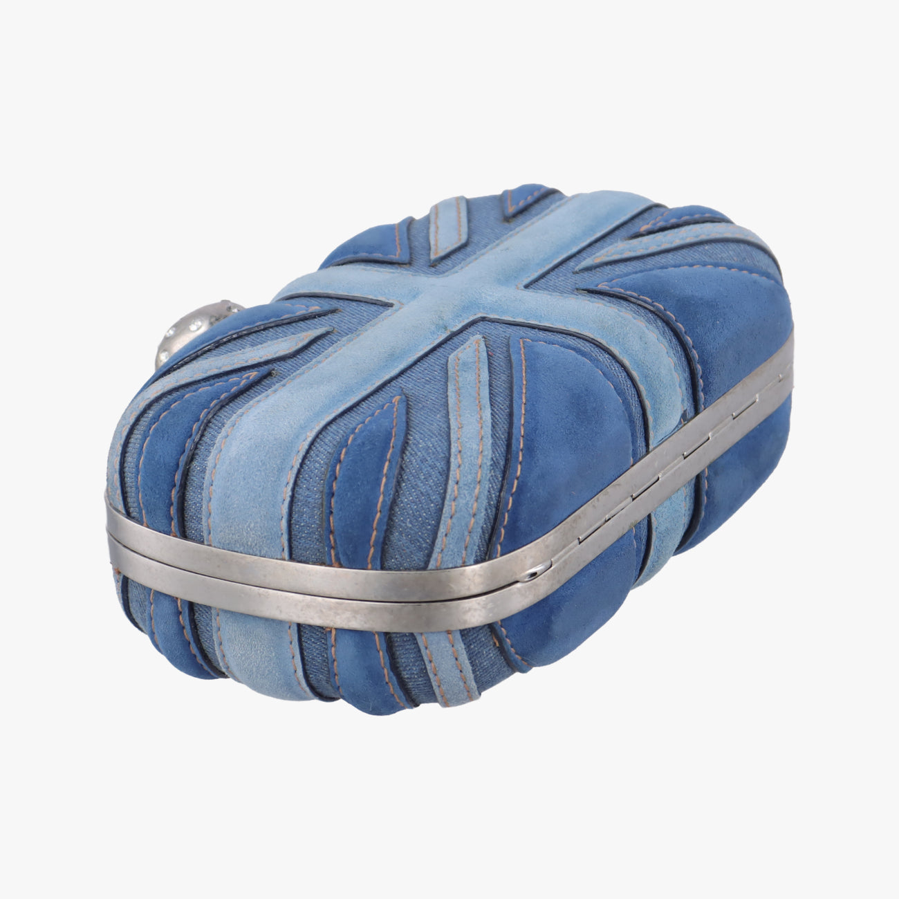 skull clutch Blue Suede×Denim 208024 000926スカルクラッチ ブルー スエード×デニム 208024 000926