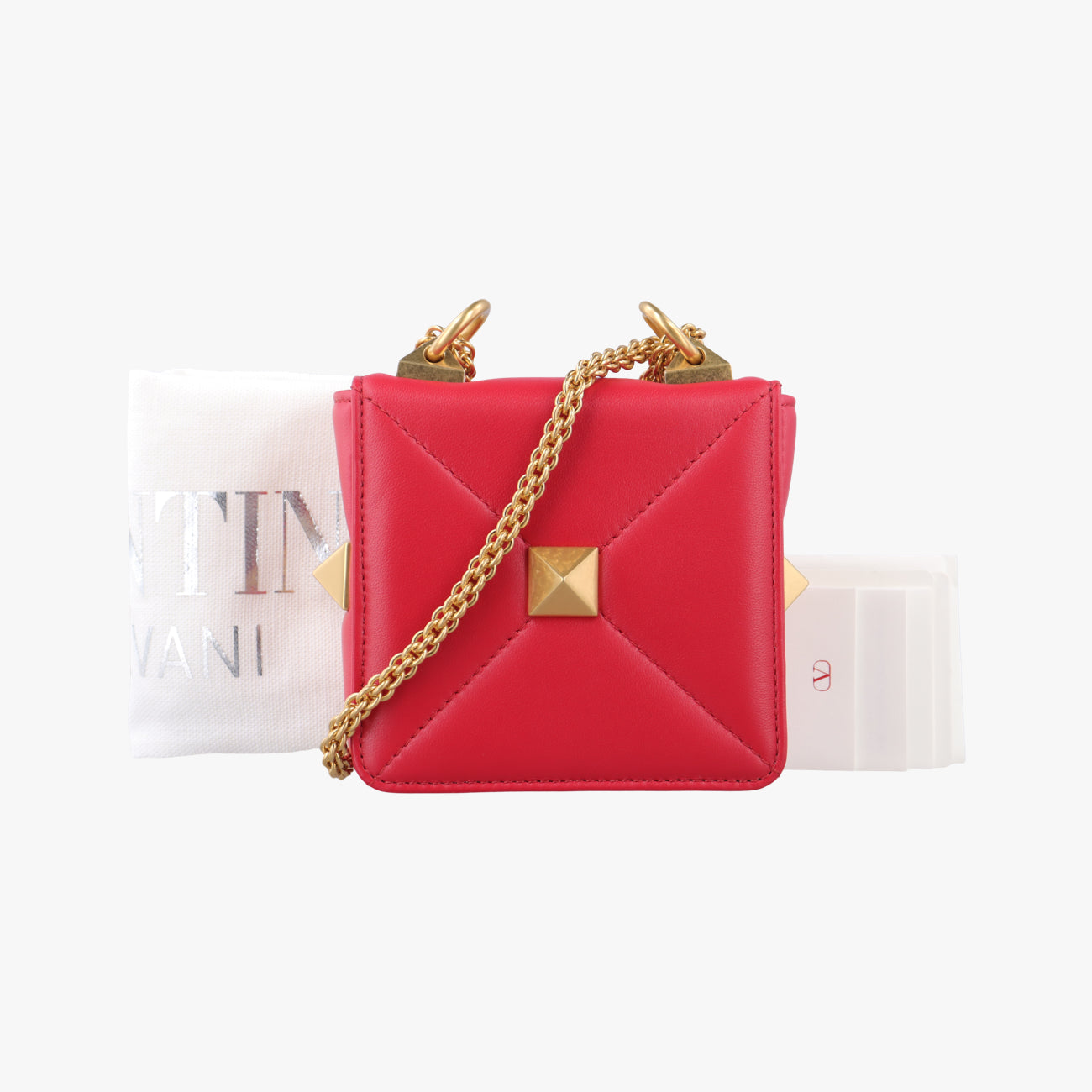 Galvani Roman Stud Flap Red Leather ICチップガルヴァーニ ローマン スタッド フラップ レッド レザー ICチップ