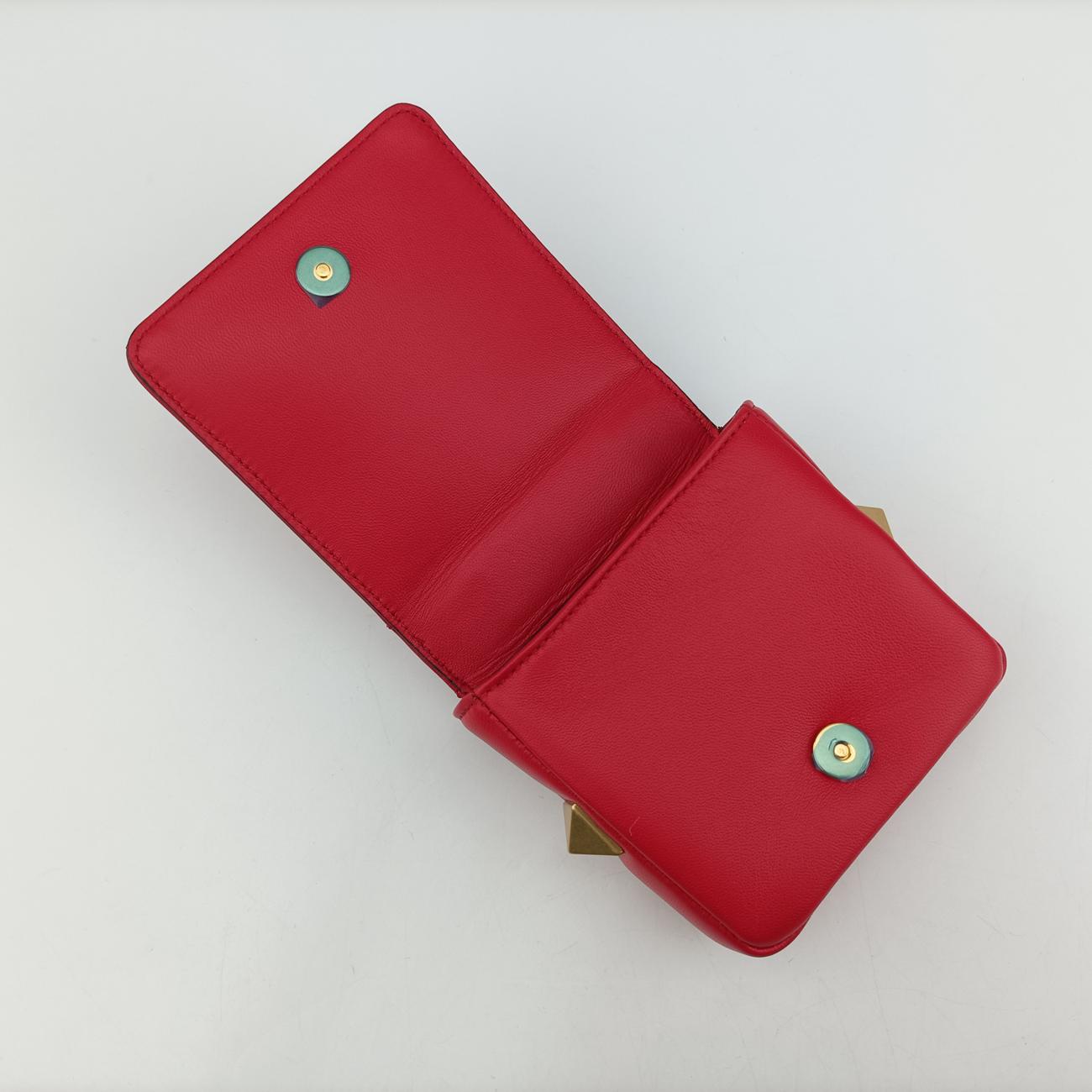 Galvani Roman Stud Flap Red Leather ICチップガルヴァーニ ローマン スタッド フラップ レッド レザー ICチップ