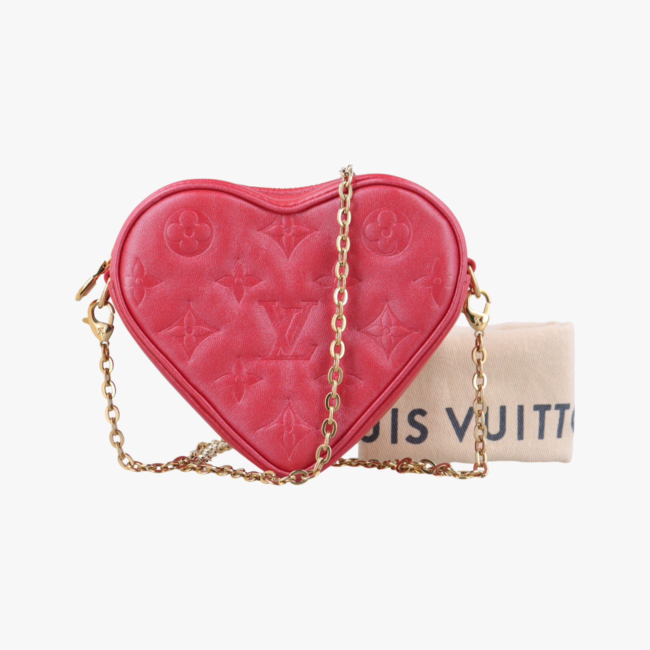 Heart on Chain Red Lambskin M80837 ICチップハートオンチェーン レッド ラムスキン M80837 ICチップ