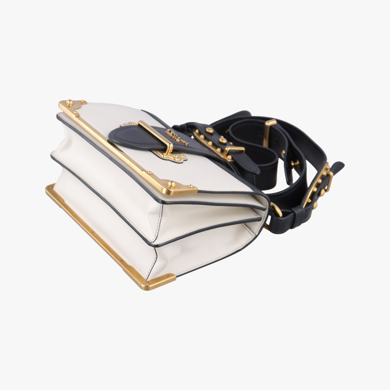 Cahier Black×white Leather×SAFFIANO Leather 1BD045 25カイエ ブラック×ホワイト レザー×サフィアーノレザー 1BD045 25