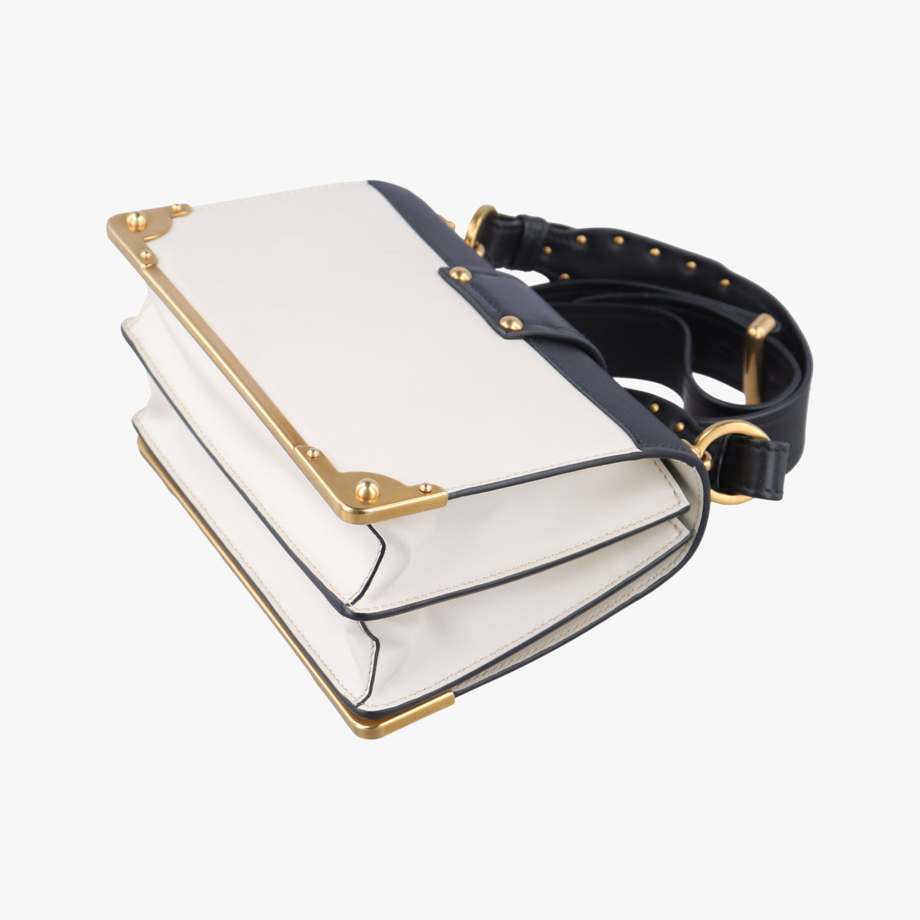 Cahier Black×white Leather×SAFFIANO Leather 1BD045 25カイエ ブラック×ホワイト レザー×サフィアーノレザー 1BD045 25