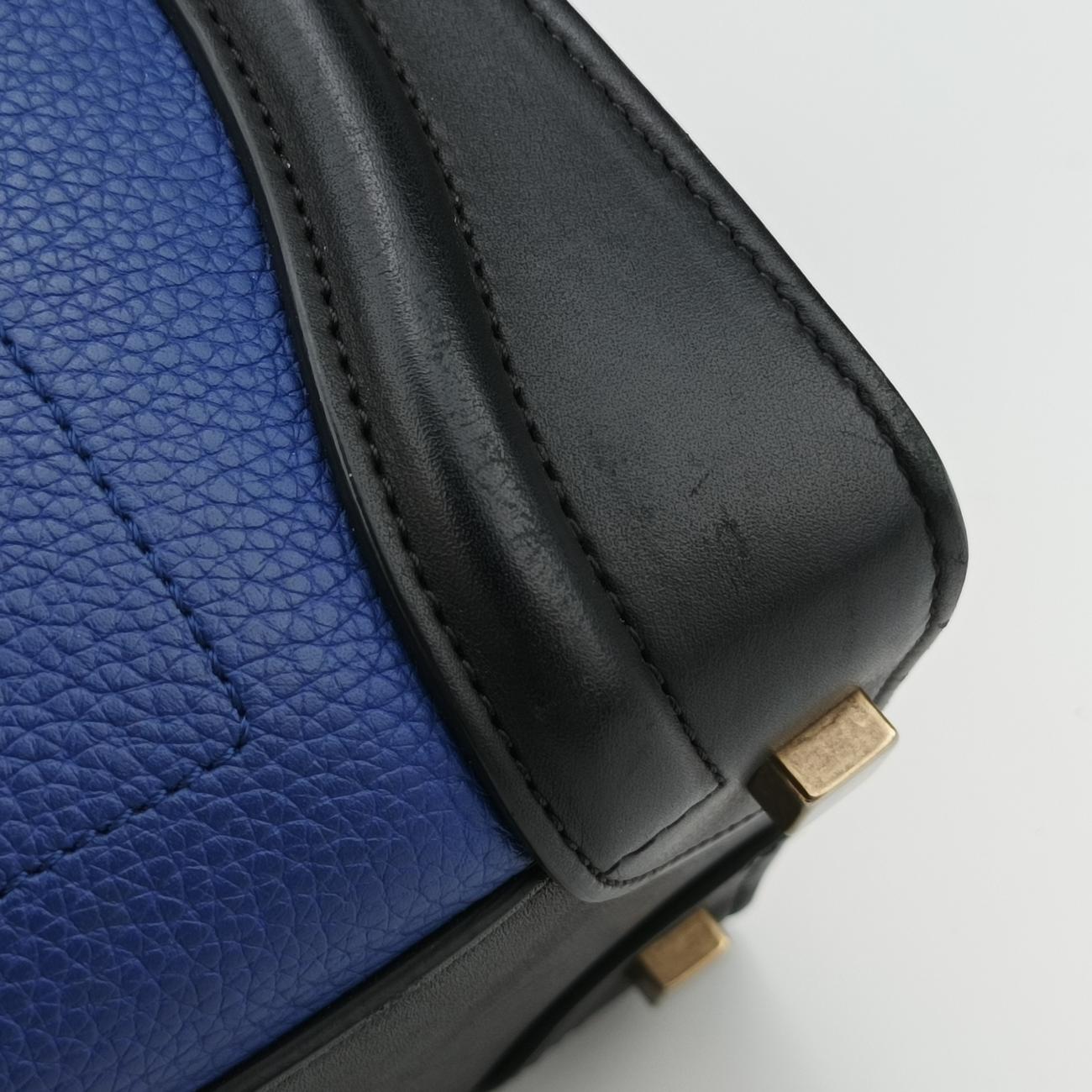 Luggage Micro shopper Blue×Black×Beige Leather S-CU-3194ラゲージマイクロショッパー ブルー×ブラック×ベージュ レザー S-CU-3194