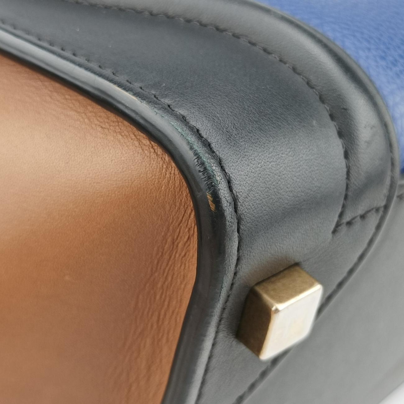 Luggage Micro shopper Blue×Black×Beige Leather S-CU-3194ラゲージマイクロショッパー ブルー×ブラック×ベージュ レザー S-CU-3194