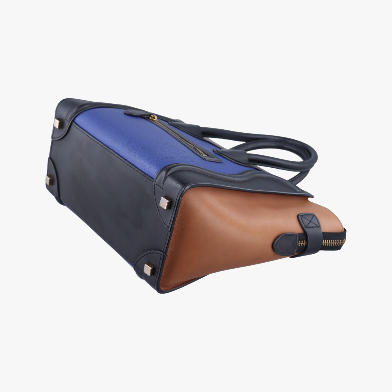 Luggage Micro shopper Blue×Black×Beige Leather S-CU-3194ラゲージマイクロショッパー ブルー×ブラック×ベージュ レザー S-CU-3194