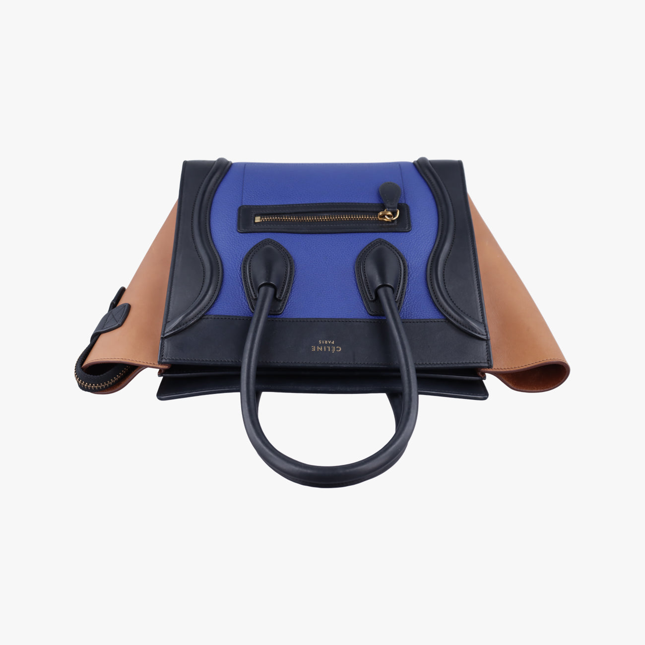 Luggage Micro shopper Blue×Black×Beige Leather S-CU-3194ラゲージマイクロショッパー ブルー×ブラック×ベージュ レザー S-CU-3194