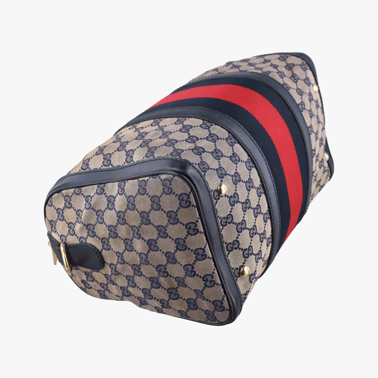 Sherry Line navy×red×beige canvas x leather 247205 H013613447シェリーライン ネイビー×レッド×ベージュ キャンバス×レザー 247205 H013613447