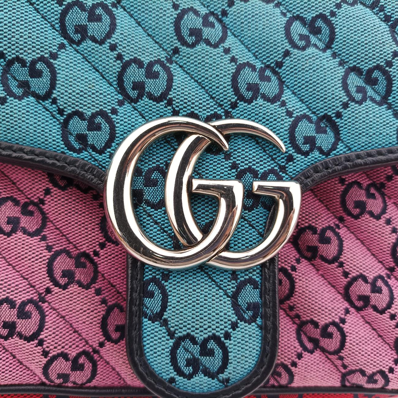 GG Marmont Red×Blue×Pink fabric G034759121GGマーモント レッド×ブルー×ピンク ファブリック 443497 G034759121
