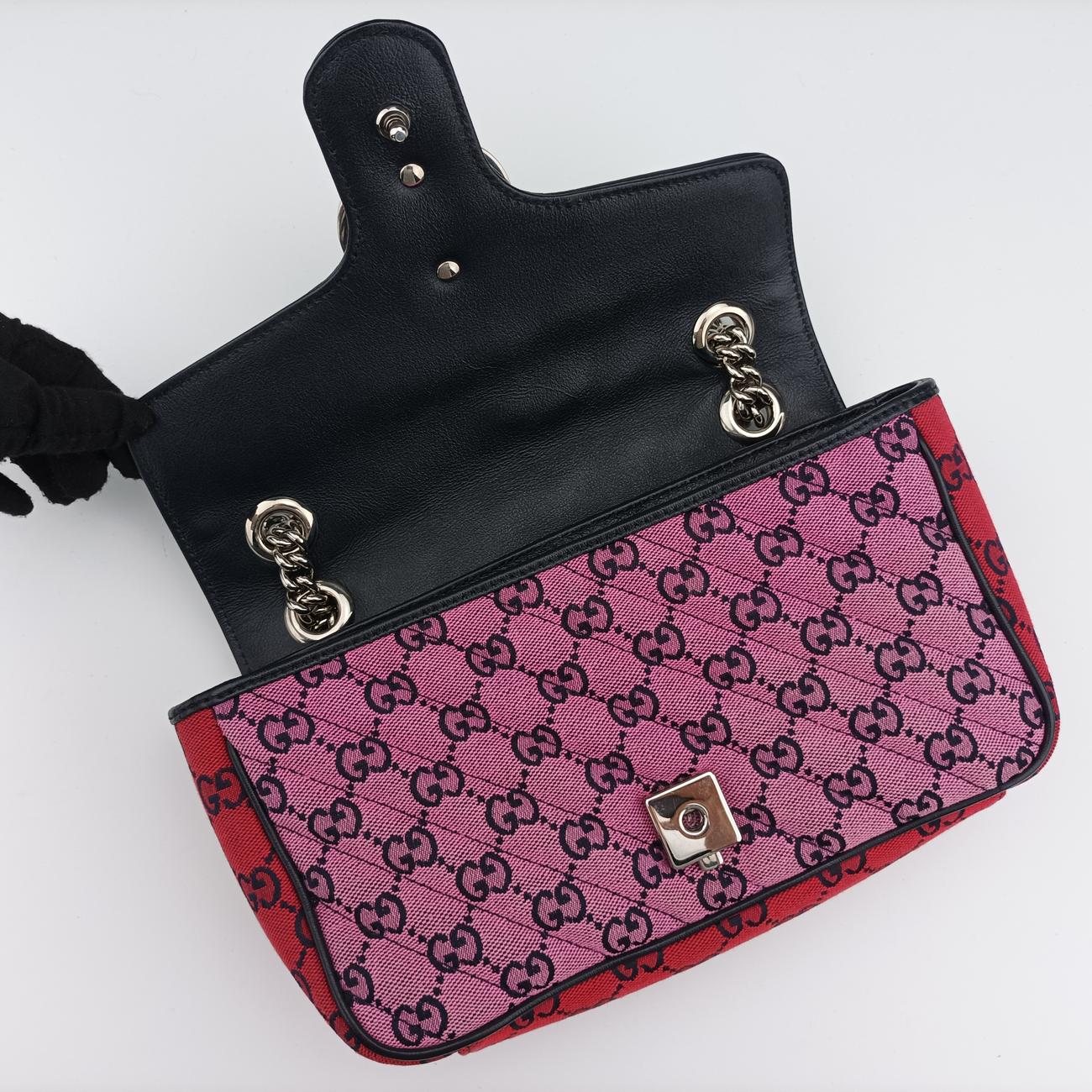 GG Marmont Red×Blue×Pink fabric G034759121GGマーモント レッド×ブルー×ピンク ファブリック 443497 G034759121