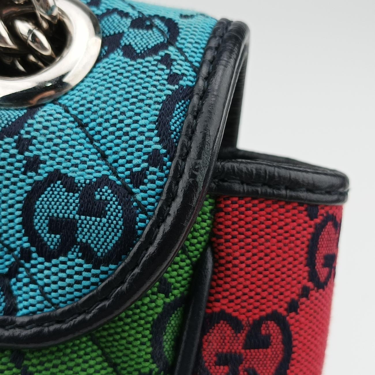 GG Marmont Red×Blue×Pink fabric G034759121GGマーモント レッド×ブルー×ピンク ファブリック 443497 G034759121