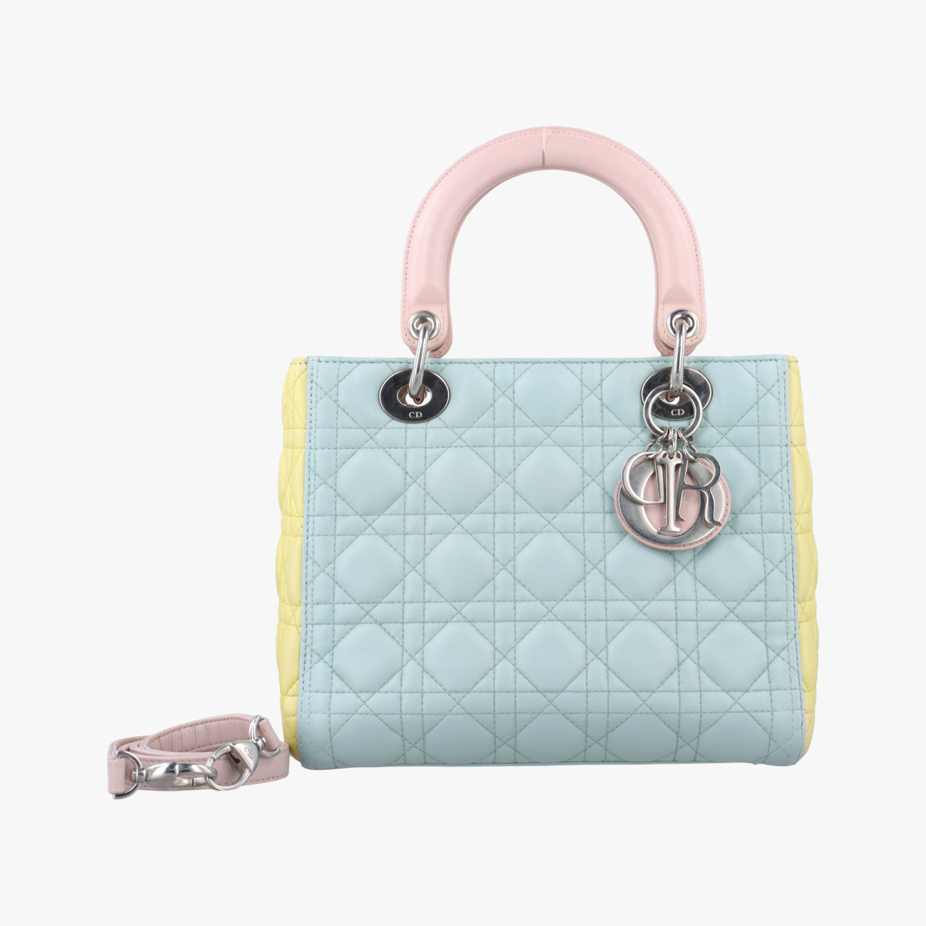 Lady Dior Pink×Blue×Yellow lambskin 05-MA-0113レディディオール ピンク×ブルー×イエロー ラムスキン 05-MA-0113
