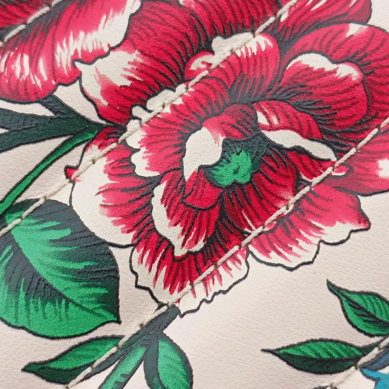 GG Marmont Flower Print Heart Multicolour Leather E040806078GGマーモント フラワー プリント ハート マルチカラー レザー 740355 E040806078