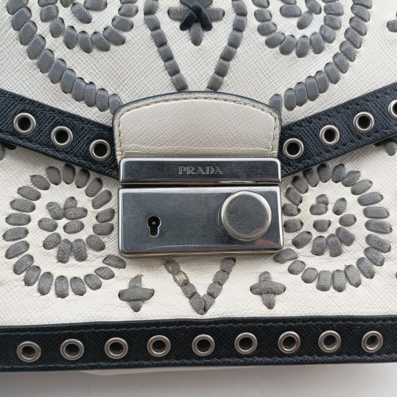 Embroidered Sound Black x White x Gray SAFFIANO Leather 110刺繍 サウンド ブラック×ホワイト×グレー サフィアーノレザー 110