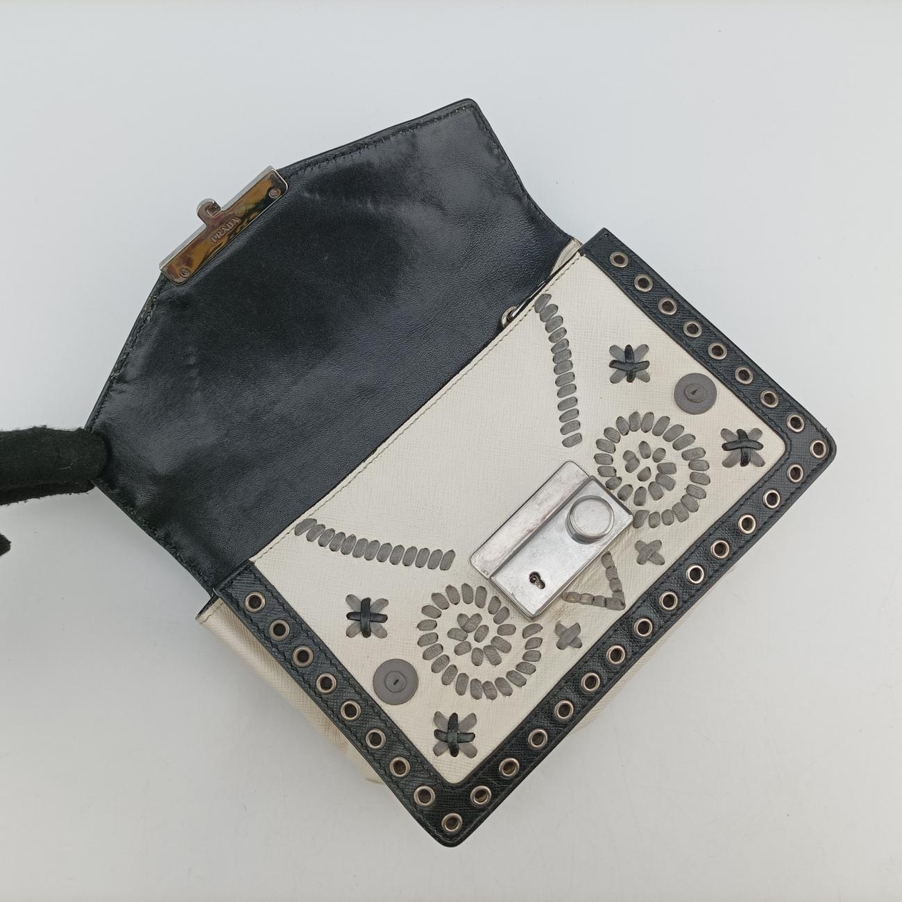 Embroidered Sound Black x White x Gray SAFFIANO Leather 110刺繍 サウンド ブラック×ホワイト×グレー サフィアーノレザー 110