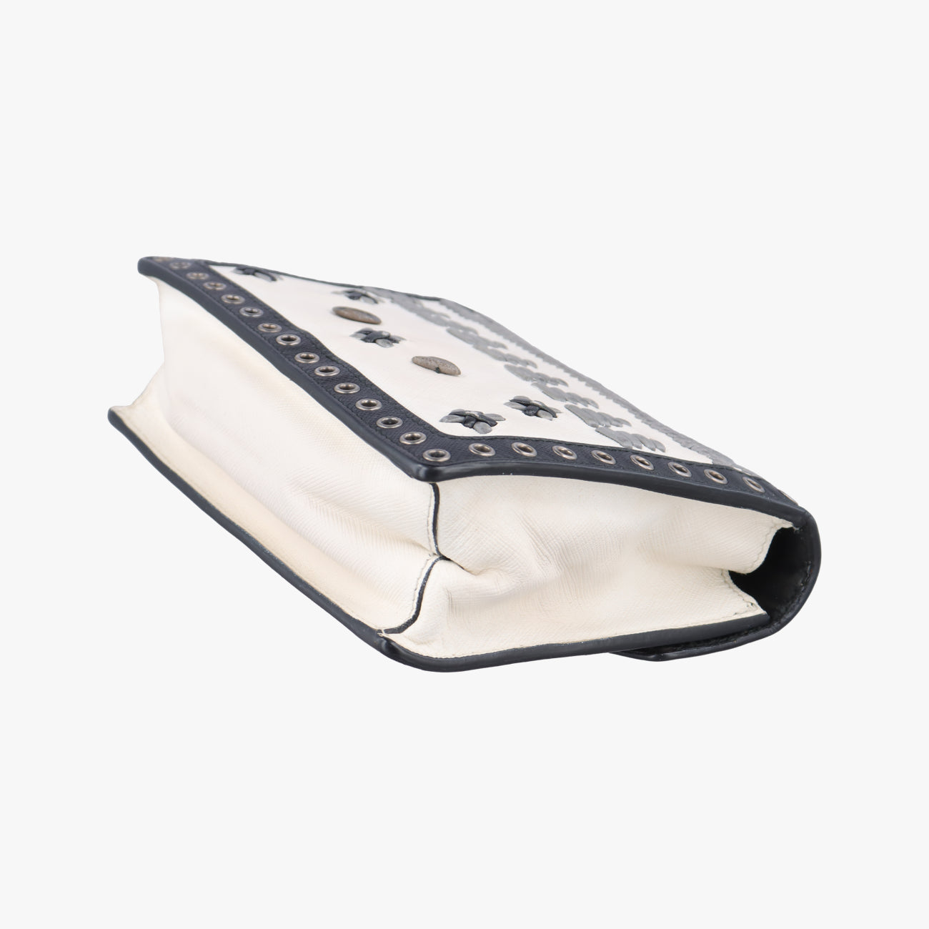 Embroidered Sound Black x White x Gray SAFFIANO Leather 110刺繍 サウンド ブラック×ホワイト×グレー サフィアーノレザー 110