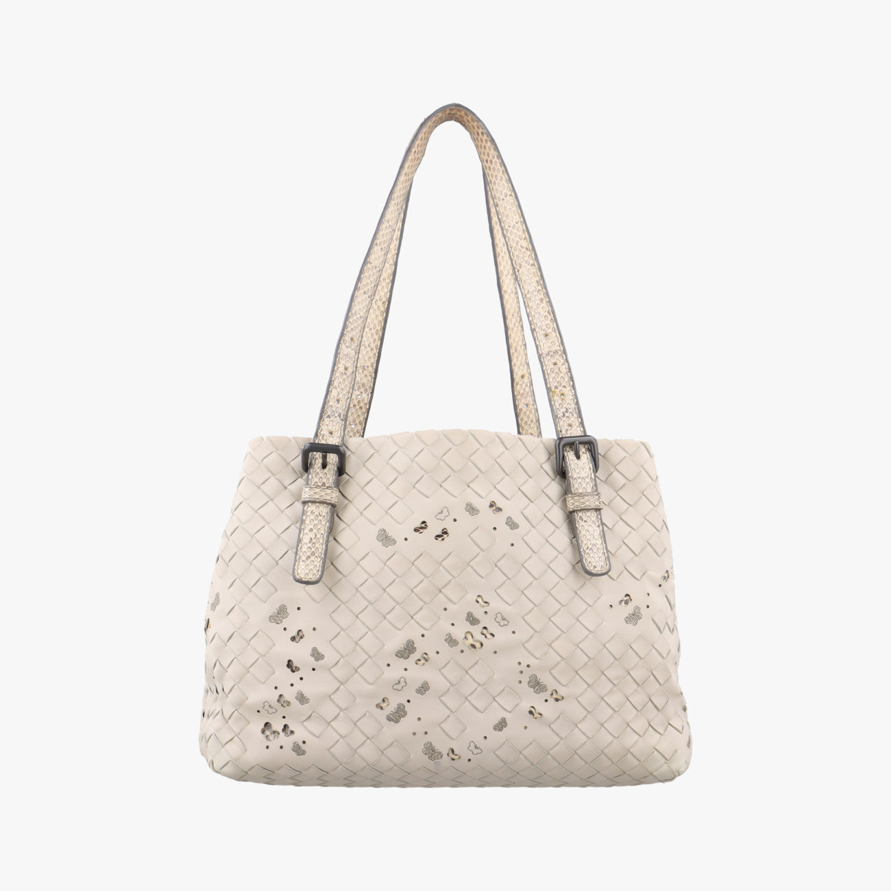 Python Mini Chester Intrecciato Ivory lambskin B07289012Cパイソン ミニチェスタ  イントレチャート アイボリー ラムスキン B07289012C