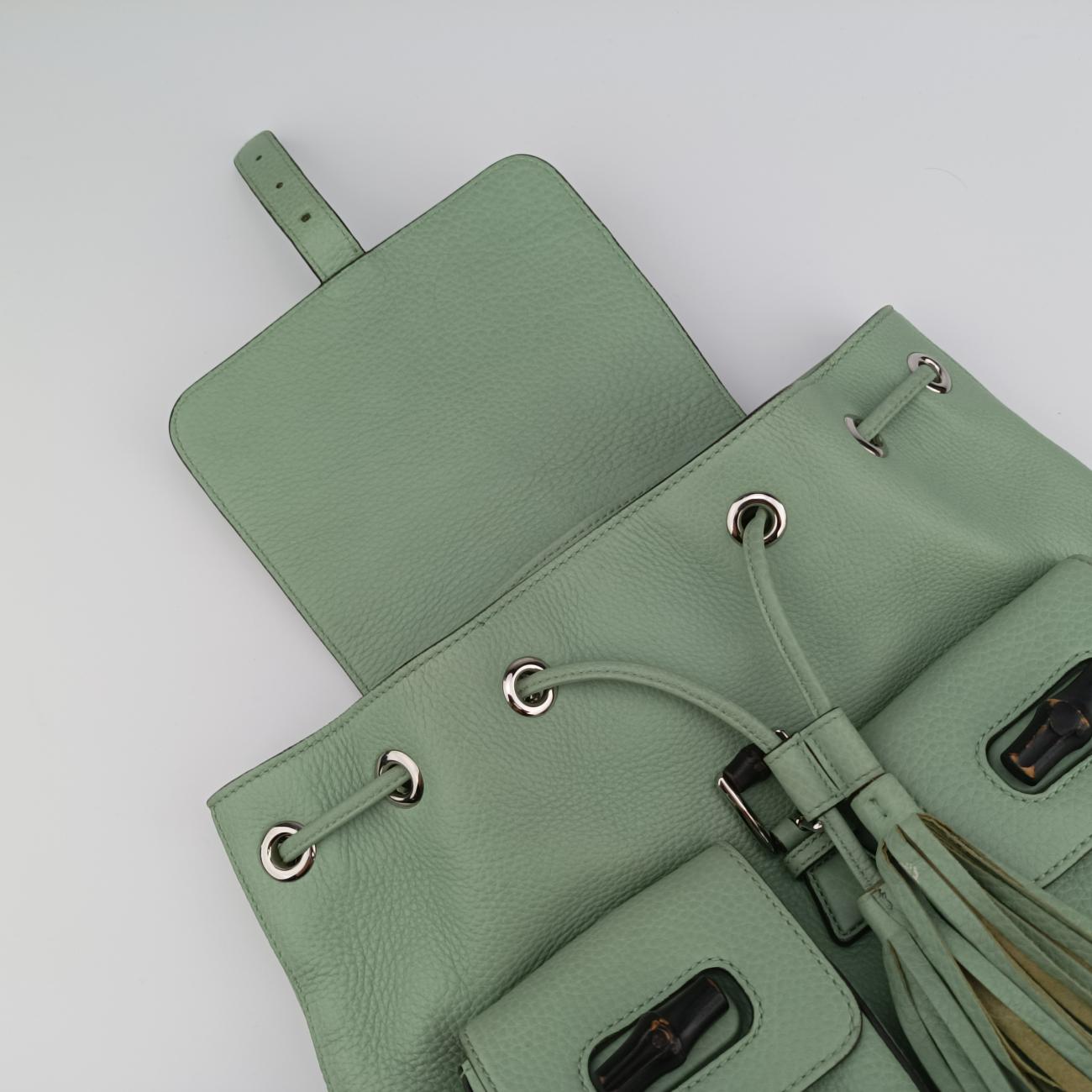 Bamboo fringe tassel Green Leather G017348622バンブー グリーン レザー 370833 G017348622