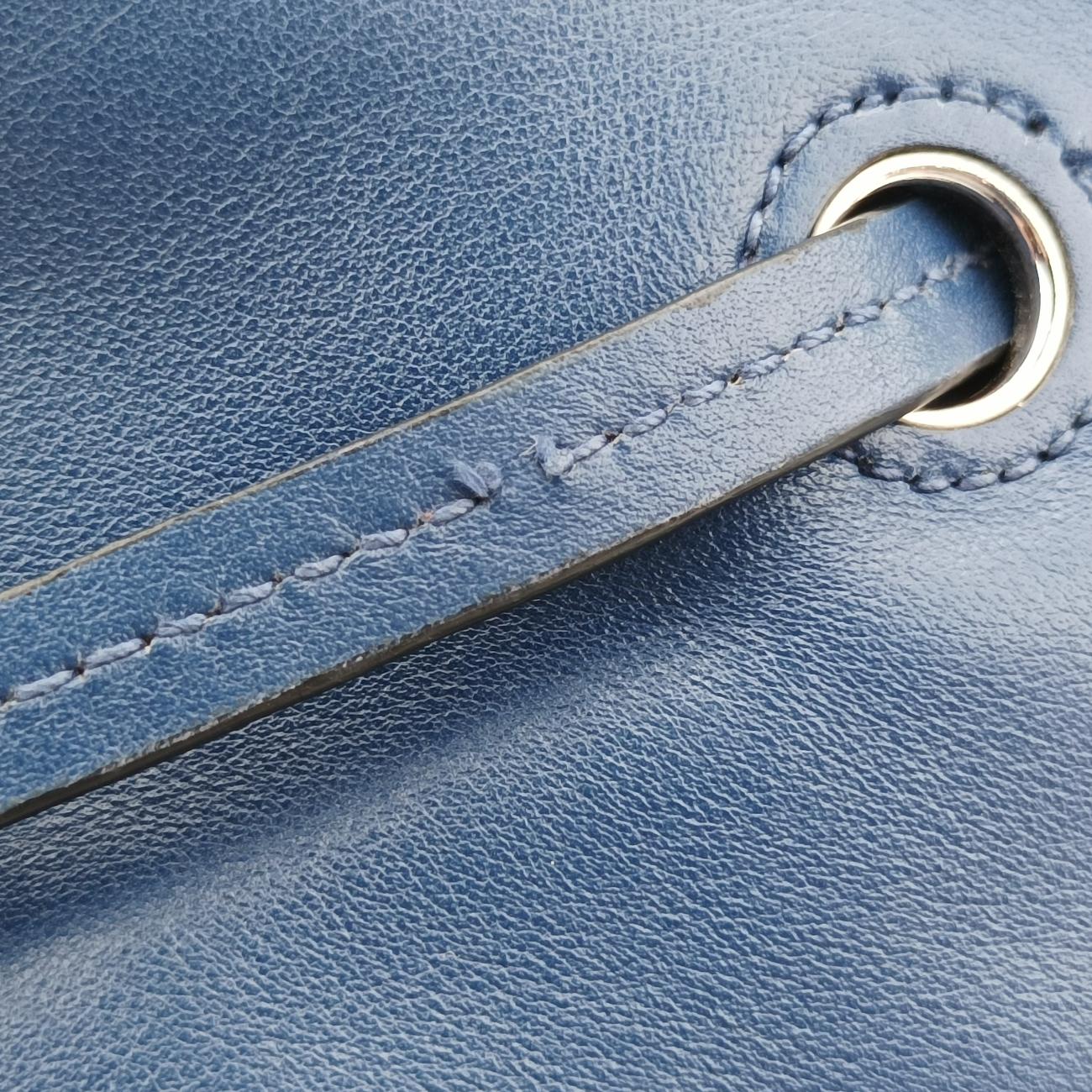 Tassel Drawstring Bucket Blue leather BR5069 7/Gタッセル ドローストリング バケツ ブルー レザー BR5069 7/G