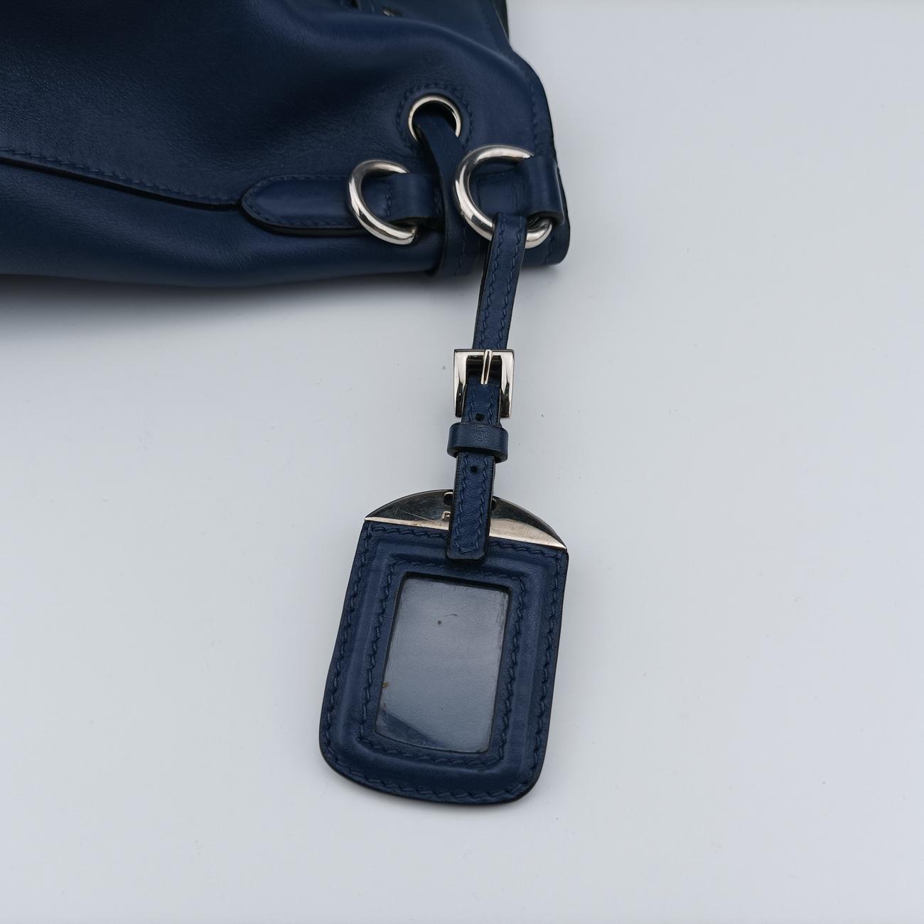 Tassel Drawstring Bucket Blue leather BR5069 7/Gタッセル ドローストリング バケツ ブルー レザー BR5069 7/G