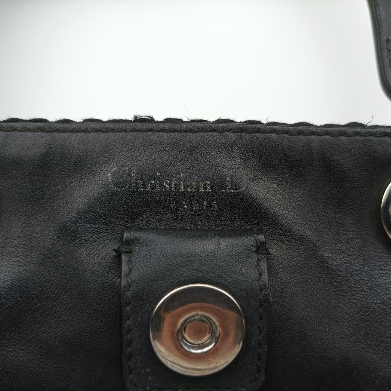 Lady Dior Black tweed×Leather 09-MA-0175レディディオール ブラック ツイード×レザー 09-MA-0175