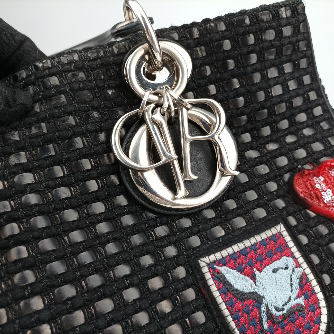 Lady Dior Black tweed×Leather 09-MA-0175レディディオール ブラック ツイード×レザー 09-MA-0175
