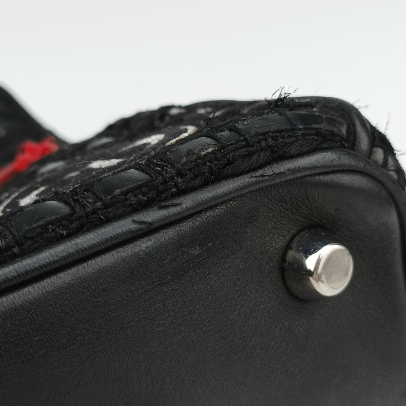 Lady Dior Black tweed×Leather 09-MA-0175レディディオール ブラック ツイード×レザー 09-MA-0175