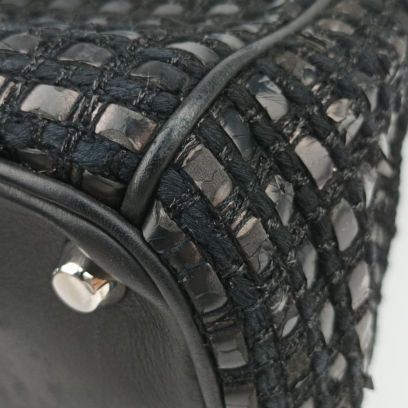 Lady Dior Black tweed×Leather 09-MA-0175レディディオール ブラック ツイード×レザー 09-MA-0175