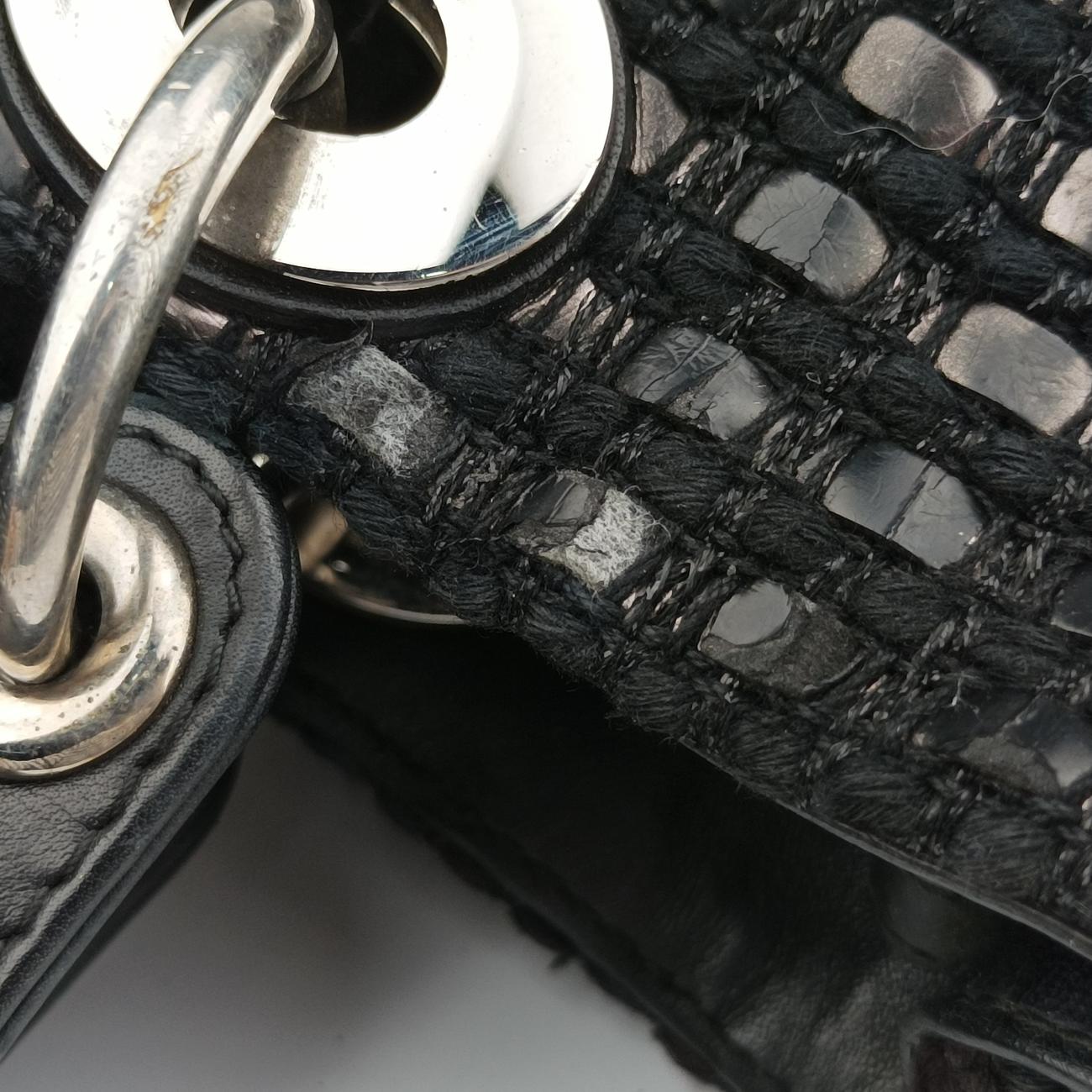 Lady Dior Black tweed×Leather 09-MA-0175レディディオール ブラック ツイード×レザー 09-MA-0175