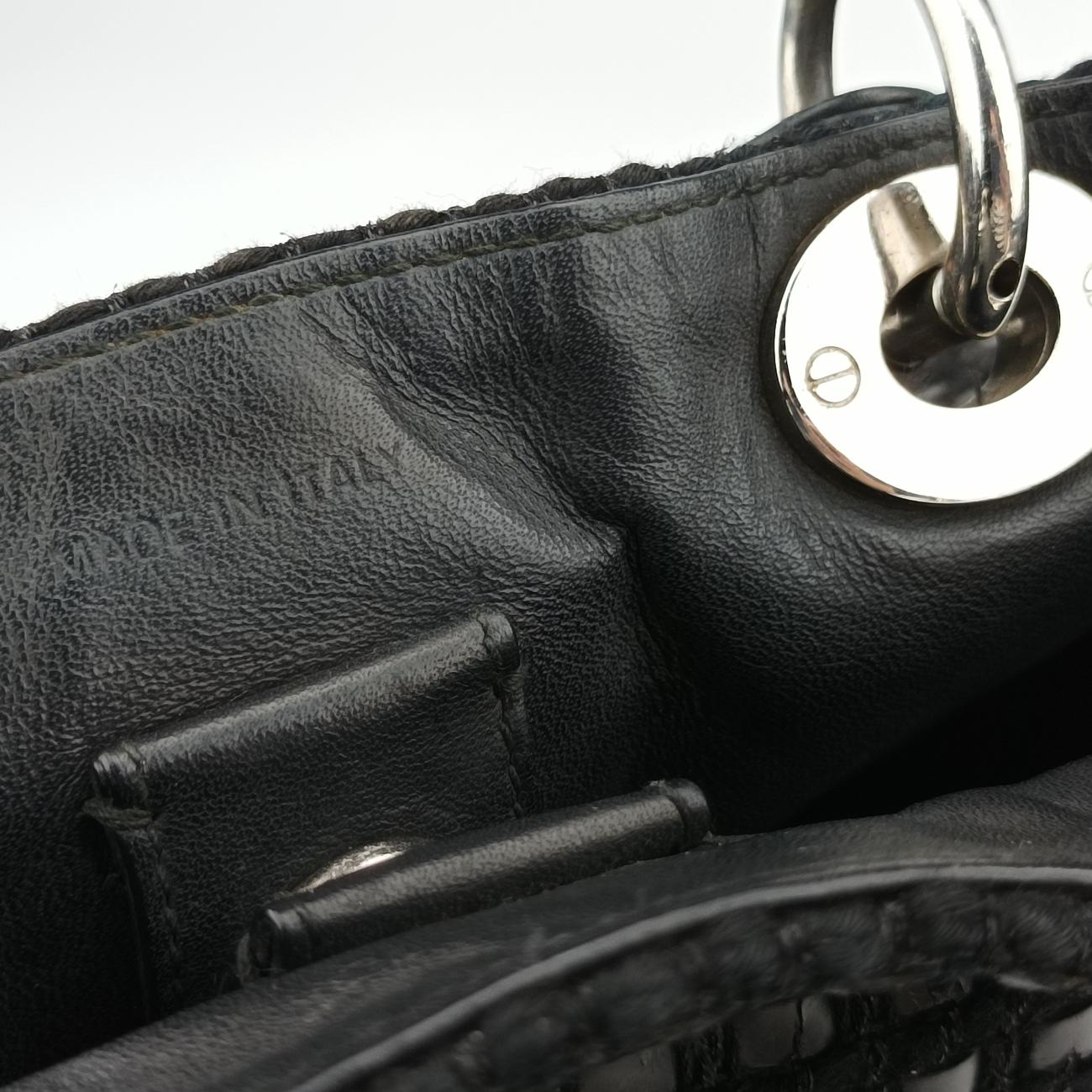 Lady Dior Black tweed×Leather 09-MA-0175レディディオール ブラック ツイード×レザー 09-MA-0175