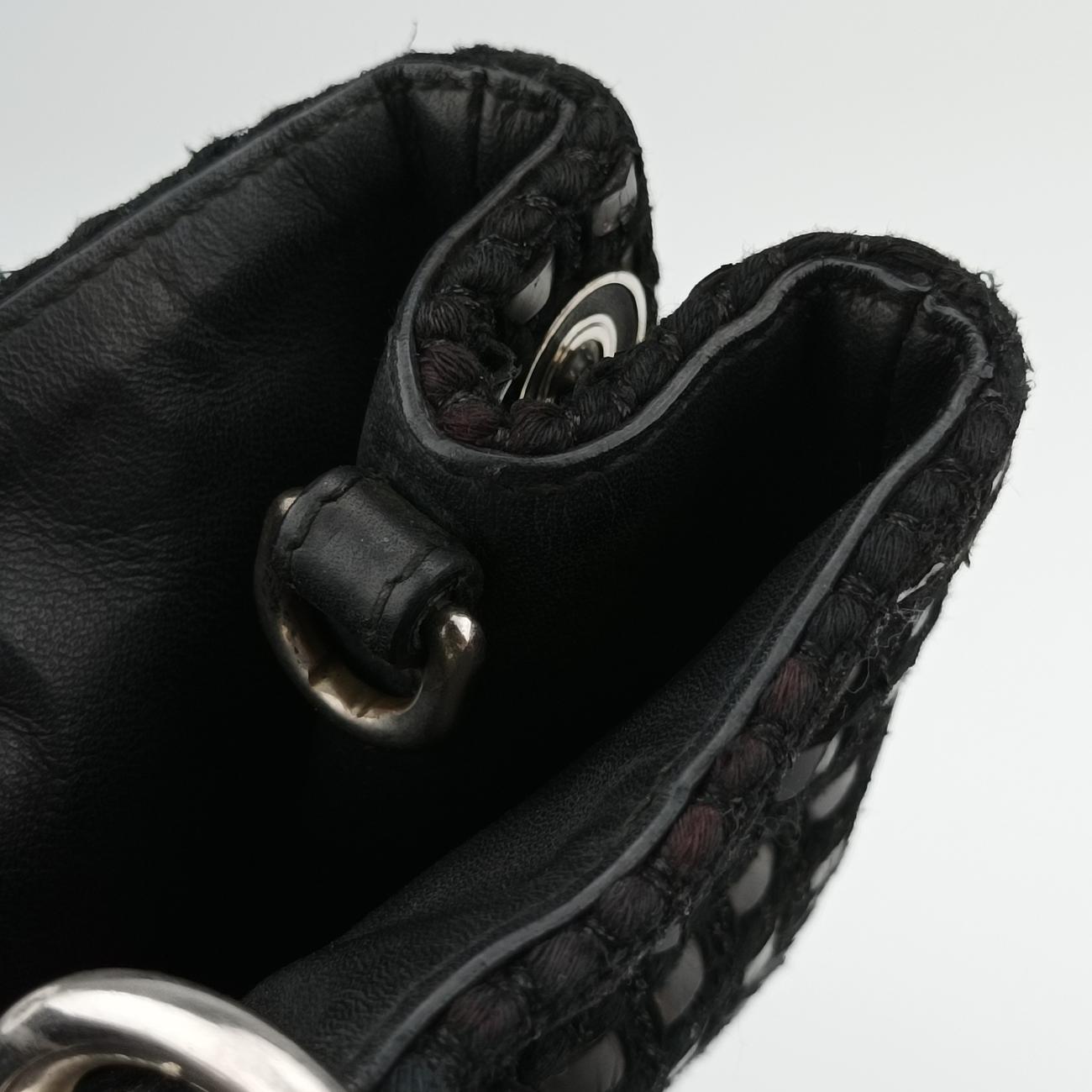 Lady Dior Black tweed×Leather 09-MA-0175レディディオール ブラック ツイード×レザー 09-MA-0175