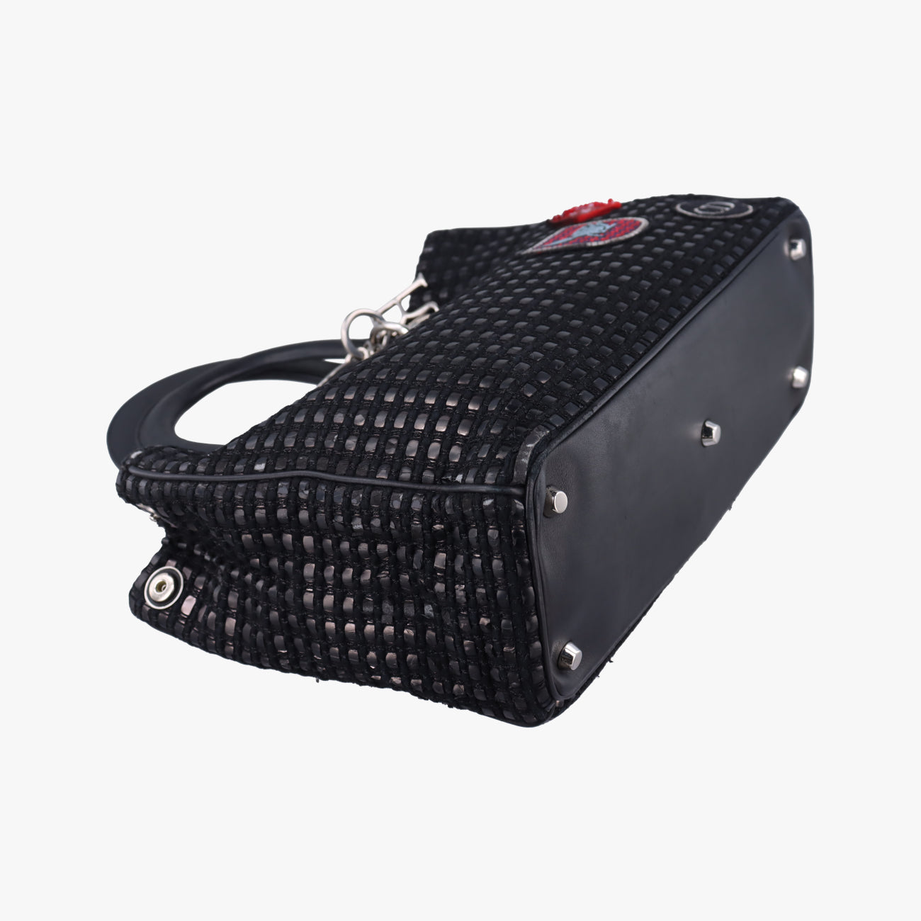 Lady Dior Black tweed×Leather 09-MA-0175レディディオール ブラック ツイード×レザー 09-MA-0175
