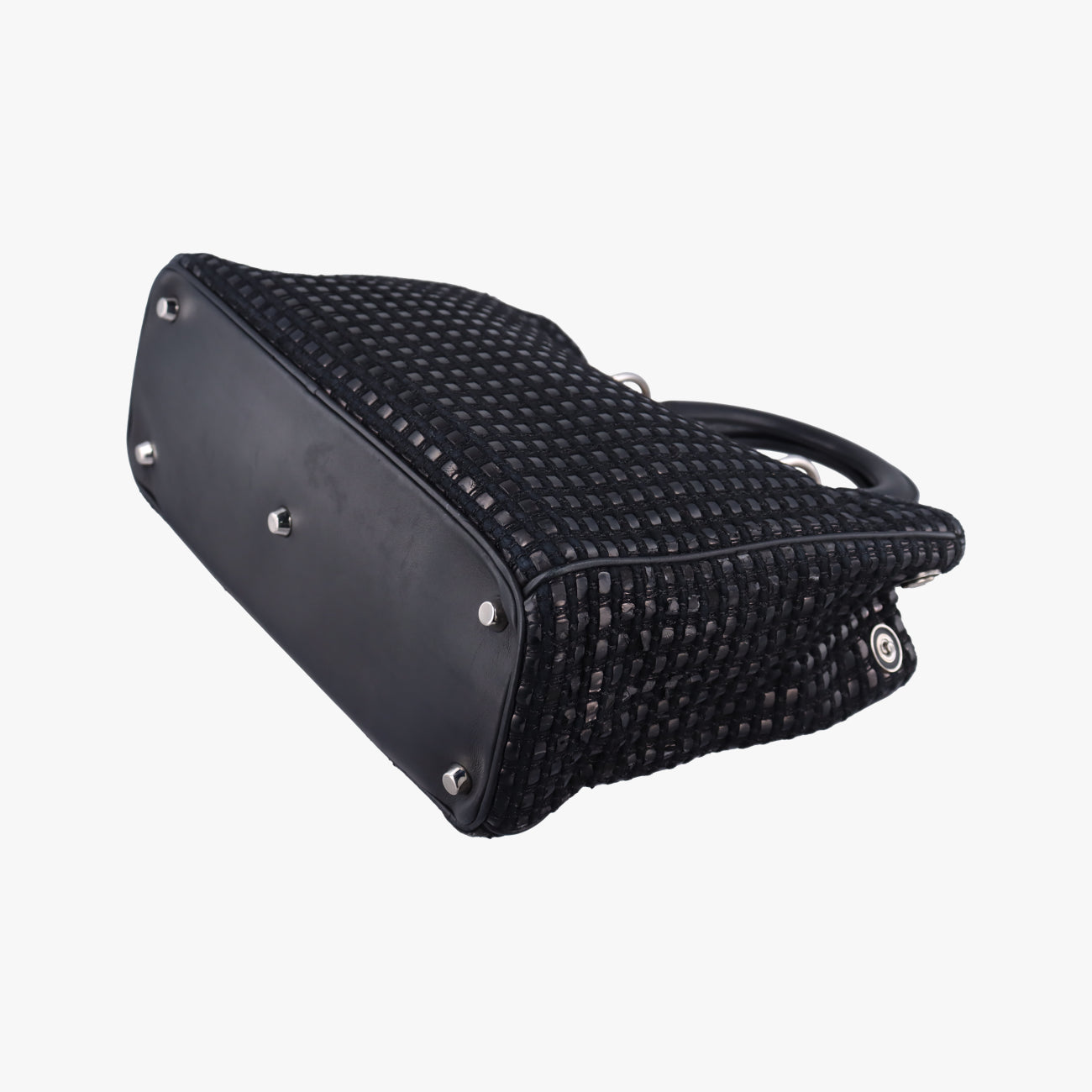 Lady Dior Black tweed×Leather 09-MA-0175レディディオール ブラック ツイード×レザー 09-MA-0175