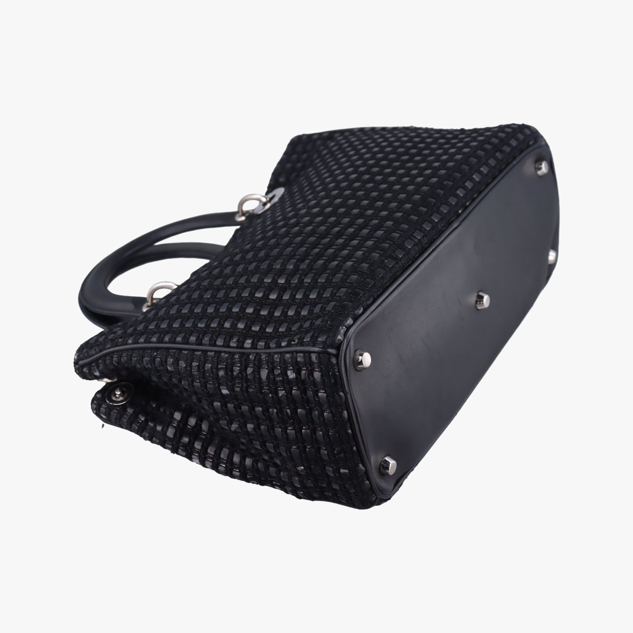 Lady Dior Black tweed×Leather 09-MA-0175レディディオール ブラック ツイード×レザー 09-MA-0175