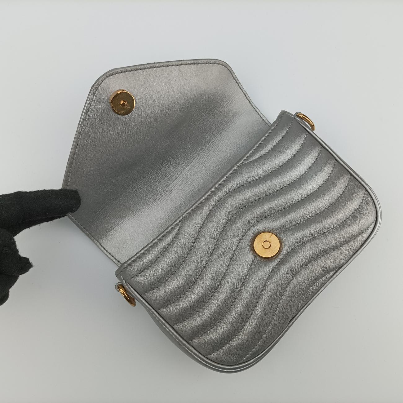 New Wave Multi Pochette Silver Leather M57864 ICチップニューウェーブ ミュルティ ポシェット シルバー レザー M57864 ICチップ