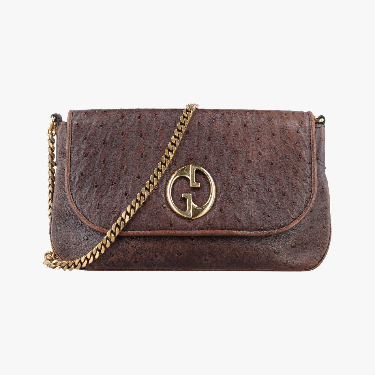 1973 Double G Brown Ostrich Leather 251820 I99565191973 ダブルG ブラウン オーストリッチ 251820 I9956519