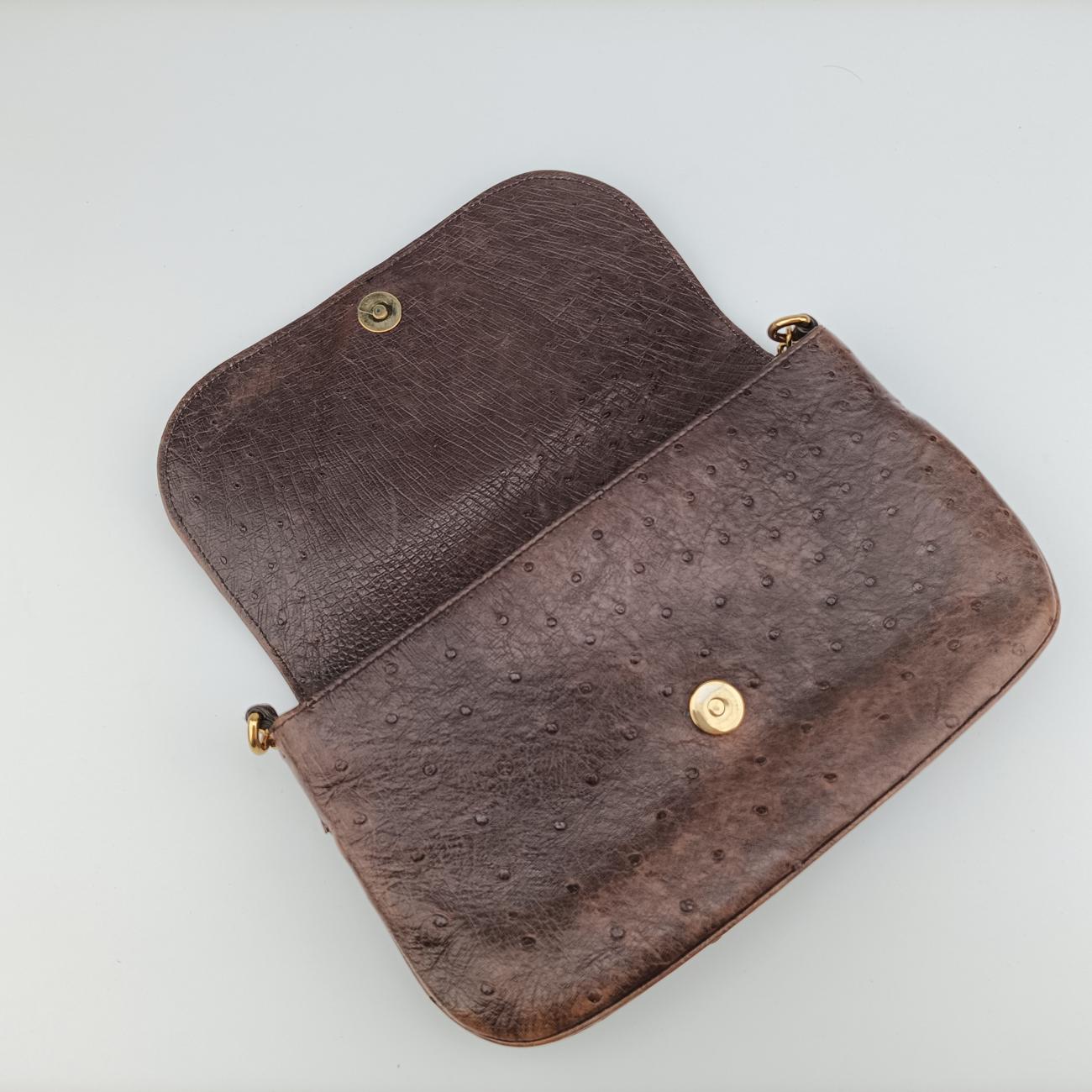 1973 Double G Brown Ostrich Leather 251820 I99565191973 ダブルG ブラウン オーストリッチ 251820 I9956519