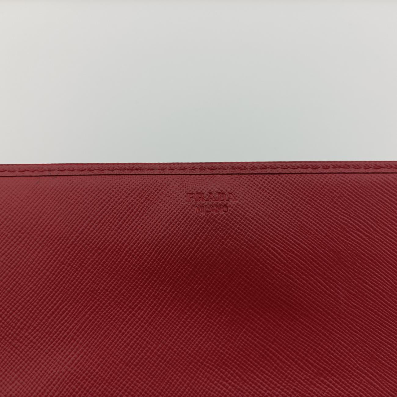 Metal Wallet on Chain Cornflower Clutch Red Saffiano Leather 1MT290 224メタル ウォレット オン チェーン コーンフラワー クラッチ レッド サフィアーノレザー 1MT290 224