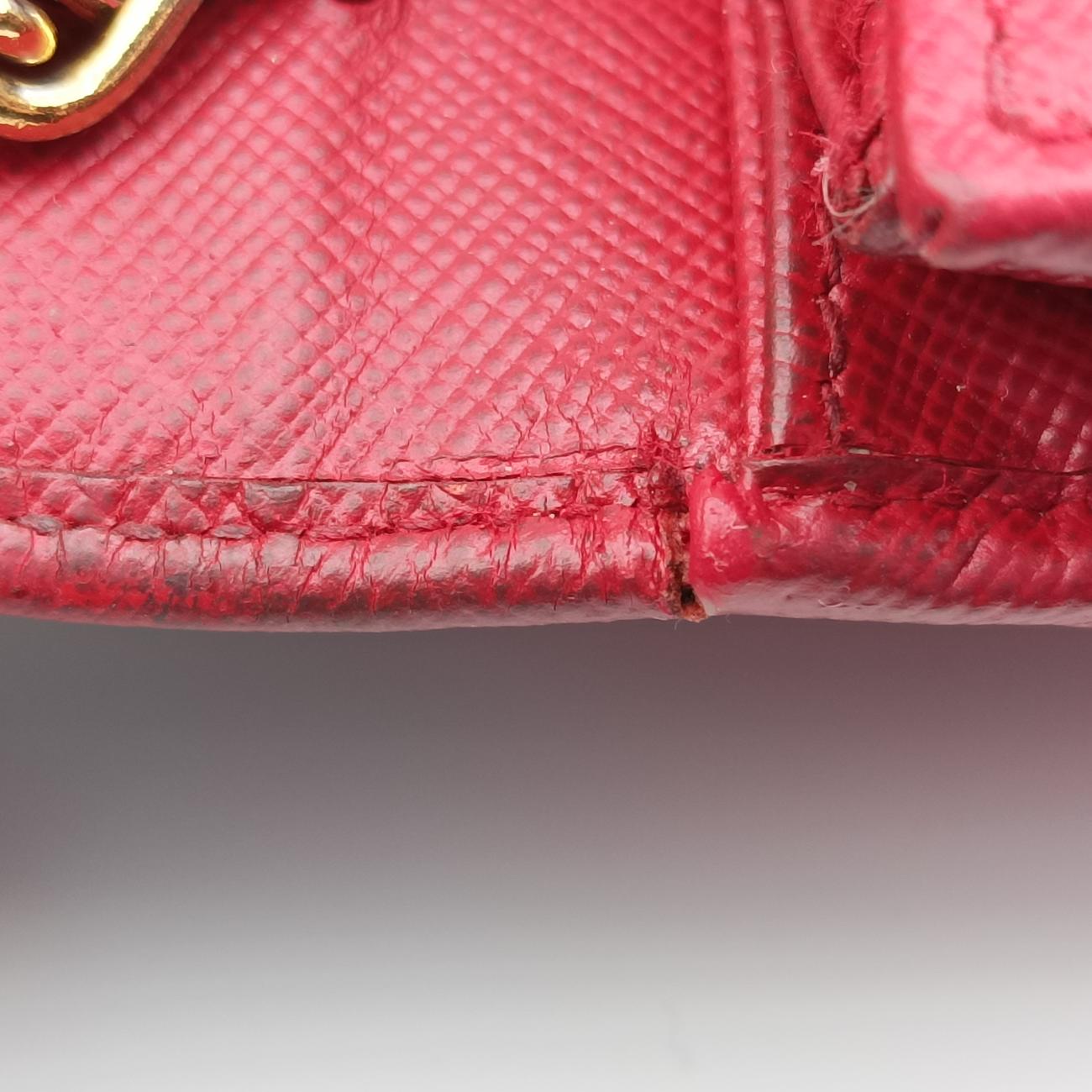 Metal Wallet on Chain Cornflower Clutch Red Saffiano Leather 1MT290 224メタル ウォレット オン チェーン コーンフラワー クラッチ レッド サフィアーノレザー 1MT290 224