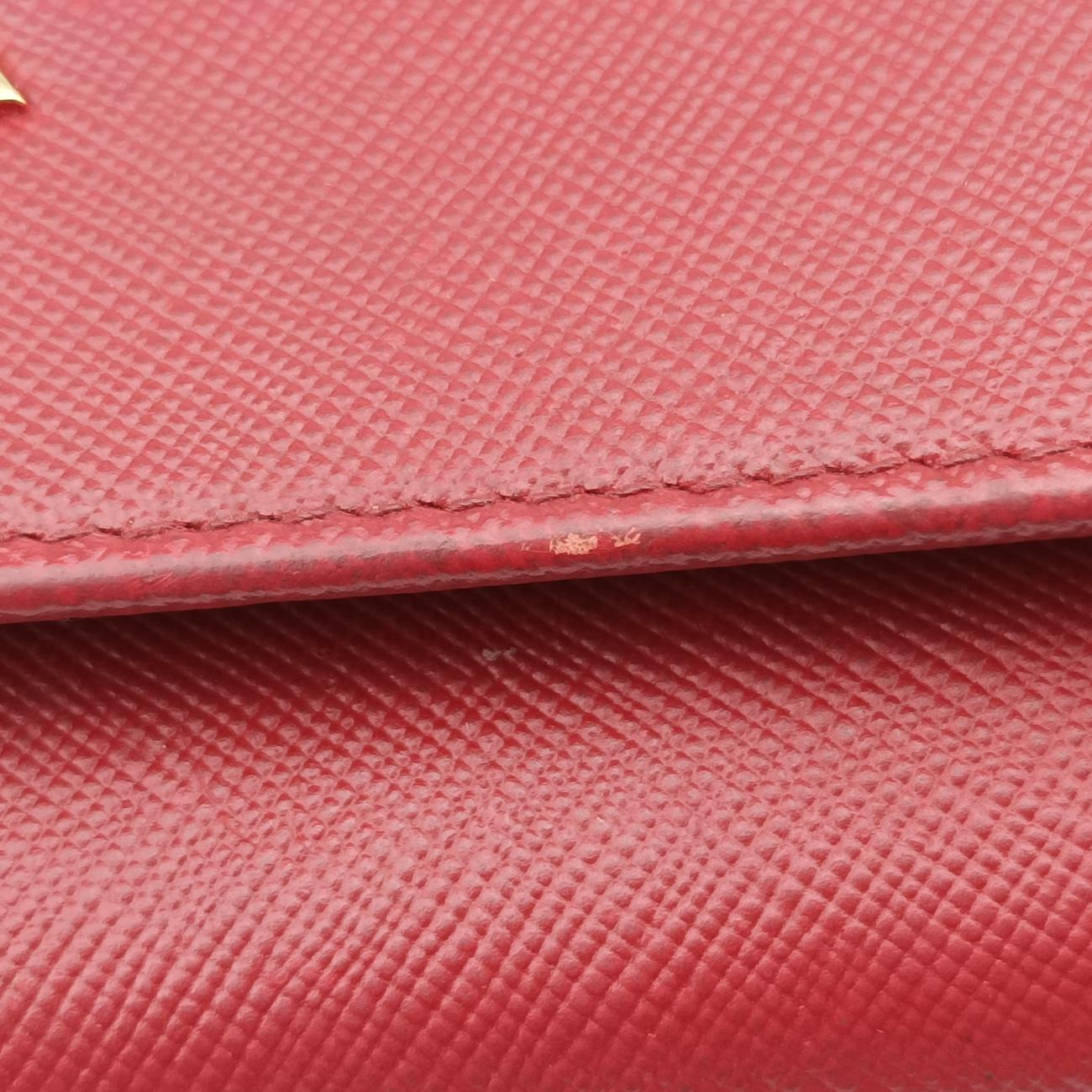 Metal Wallet on Chain Cornflower Clutch Red Saffiano Leather 1MT290 224メタル ウォレット オン チェーン コーンフラワー クラッチ レッド サフィアーノレザー 1MT290 224