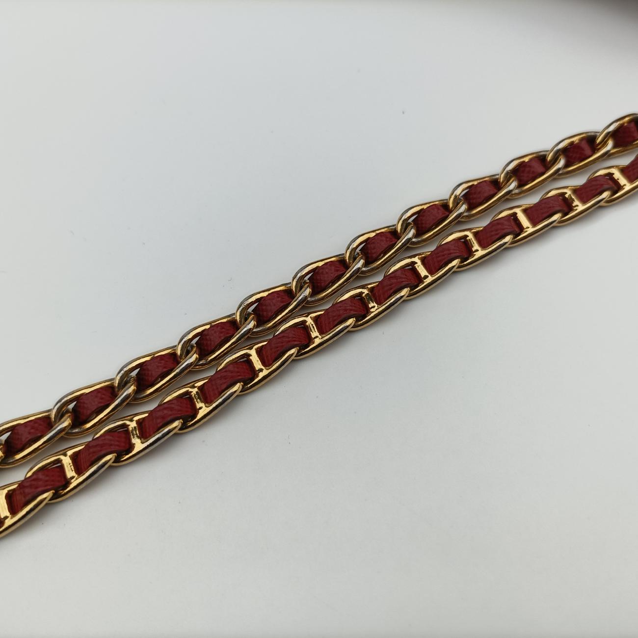 Metal Wallet on Chain Cornflower Clutch Red Saffiano Leather 1MT290 224メタル ウォレット オン チェーン コーンフラワー クラッチ レッド サフィアーノレザー 1MT290 224