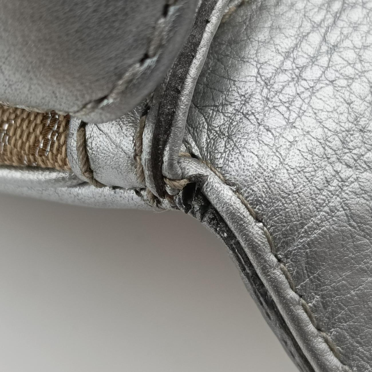 New Bamboo Beige×Silver canvas x leather 254884 G8022996ニューバンブー ベージュ×シルバー キャンバス×レザー 254884 G8022996