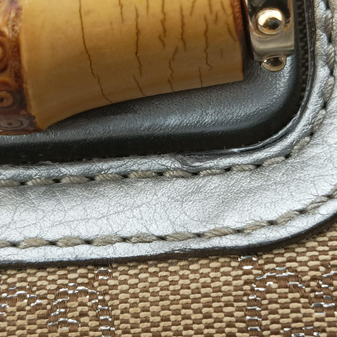 New Bamboo Beige×Silver canvas x leather 254884 G8022996ニューバンブー ベージュ×シルバー キャンバス×レザー 254884 G8022996