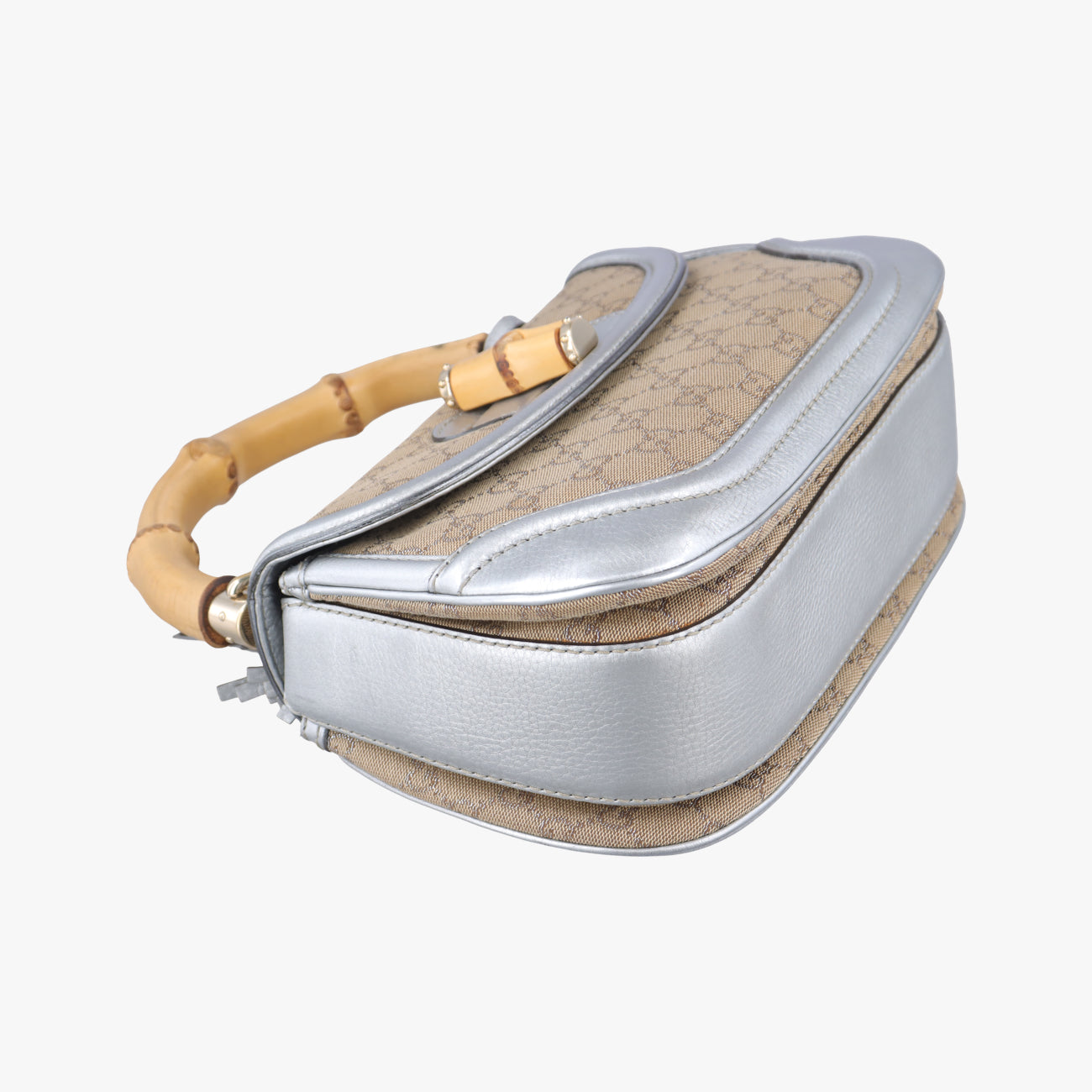 New Bamboo Beige×Silver canvas x leather 254884 G8022996ニューバンブー ベージュ×シルバー キャンバス×レザー 254884 G8022996