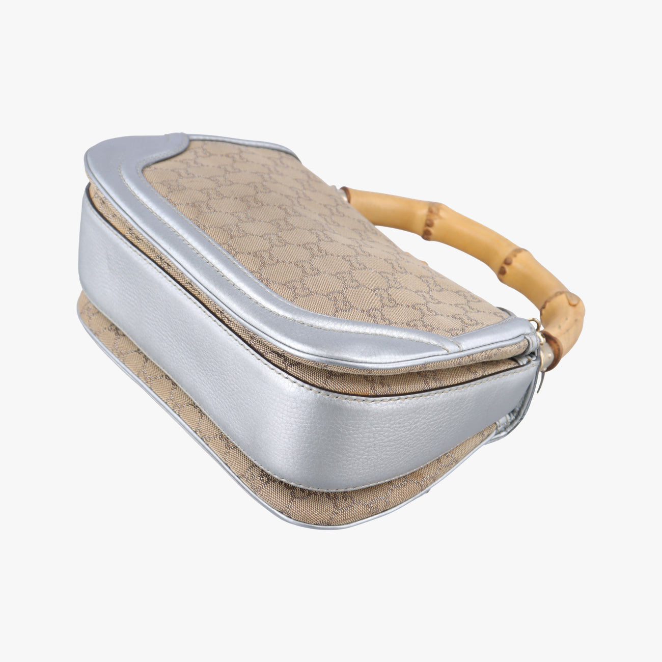 New Bamboo Beige×Silver canvas x leather 254884 G8022996ニューバンブー ベージュ×シルバー キャンバス×レザー 254884 G8022996