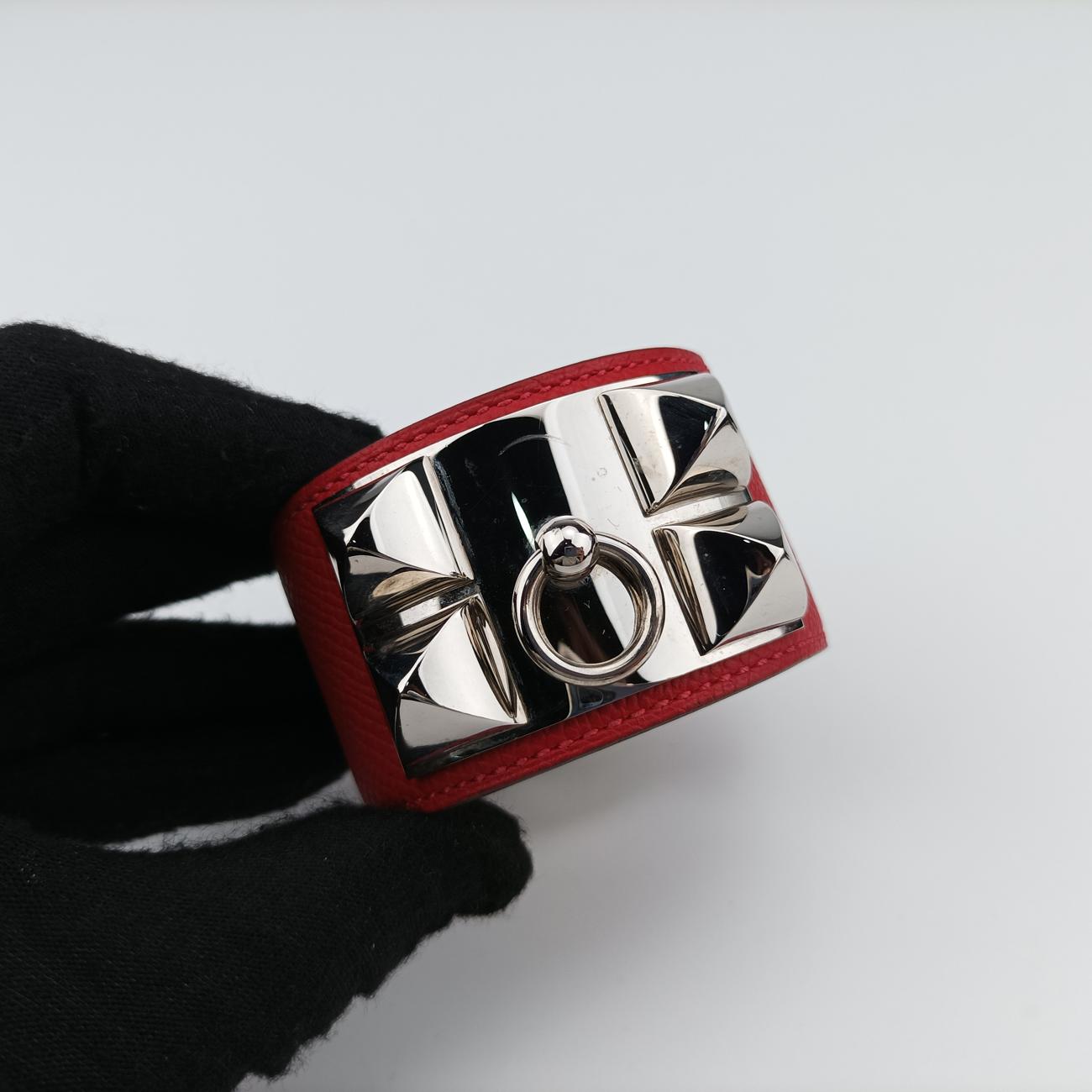 Collier de chien Red×silver Leather×GP S □RSIコリエ ド シアン レッド×シルバー レザー×GP S □RSI