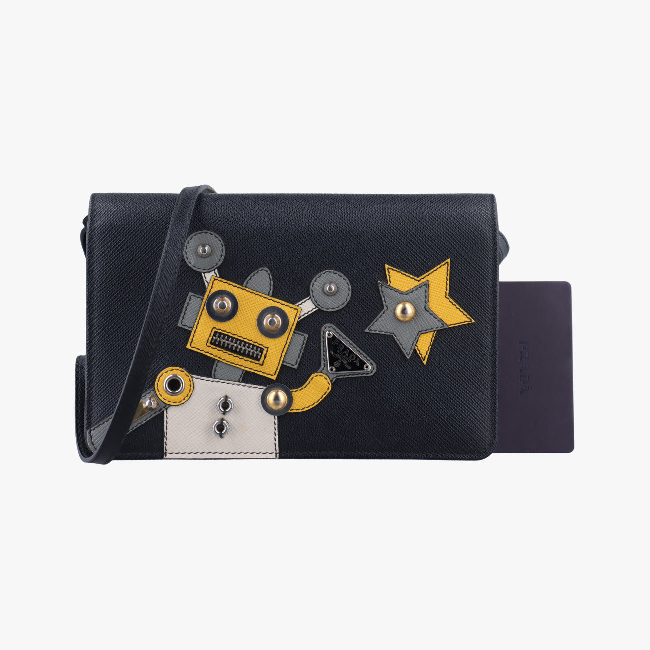 Robot LogoBlackSaffiano Leather62ロボットロゴブラックサフィアーノレザー62